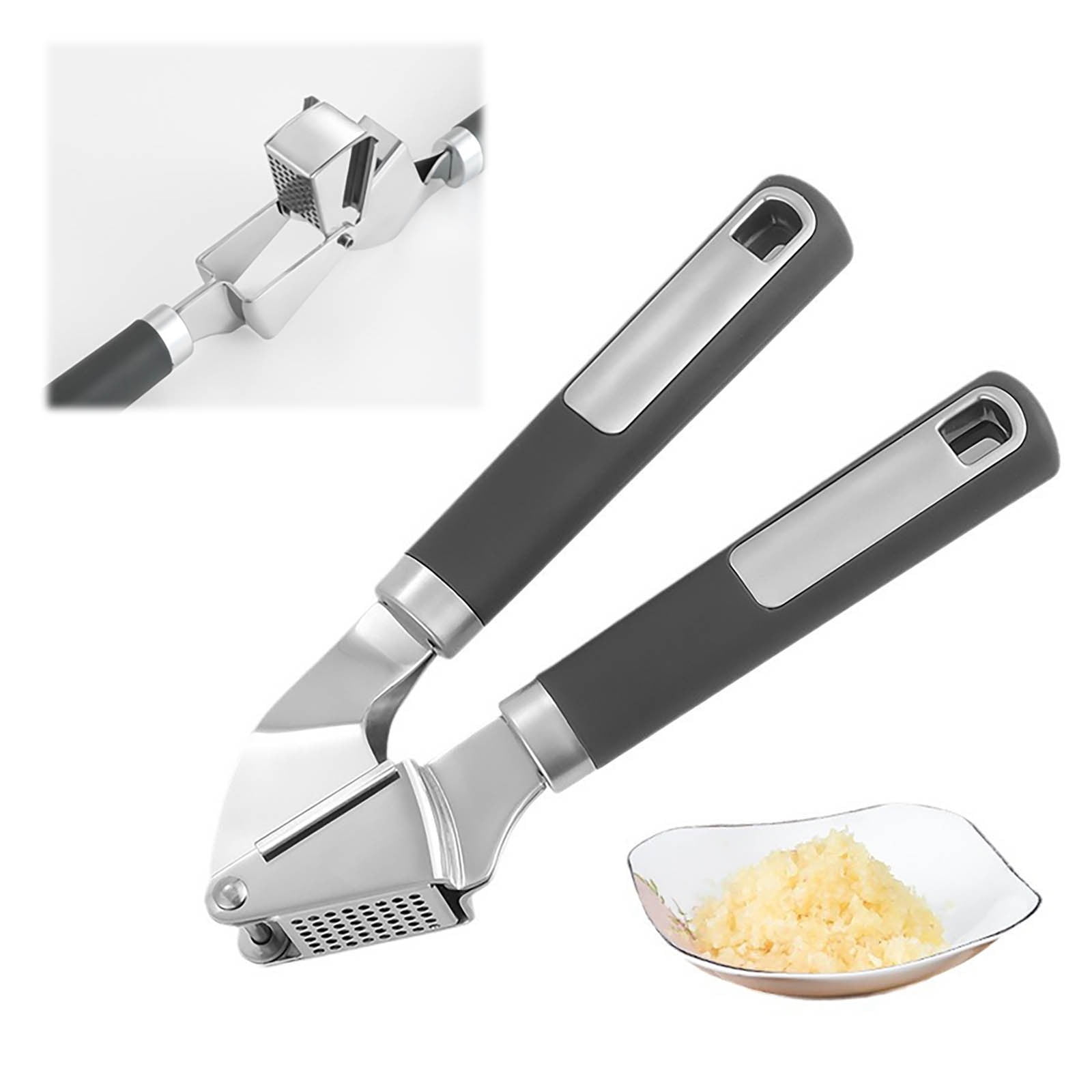Stainless Steel Garlic Press Rocker, Garlic Mincer With Studs, Heavy Duty Garlic Chopper, Effective Garlic Peeler, Easy to Clean Kitchen Gadget for Minced Garlic, Dishwasher Safe 【Best Seller】E - Image 1