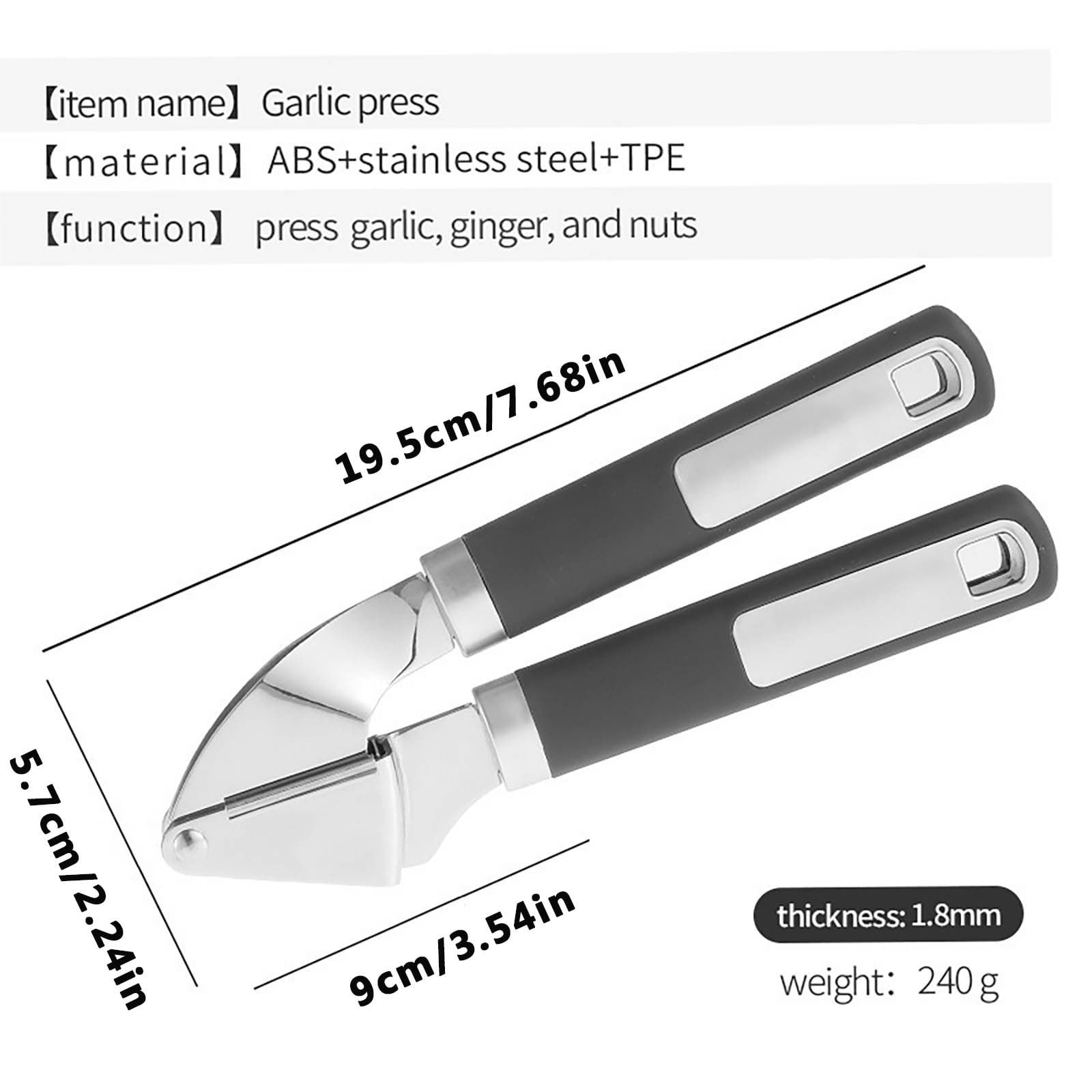 Stainless Steel Garlic Press Rocker, Garlic Mincer With Studs, Heavy Duty Garlic Chopper, Effective Garlic Peeler, Easy to Clean Kitchen Gadget for Minced Garlic, Dishwasher Safe 【Best Seller】E - Image 3