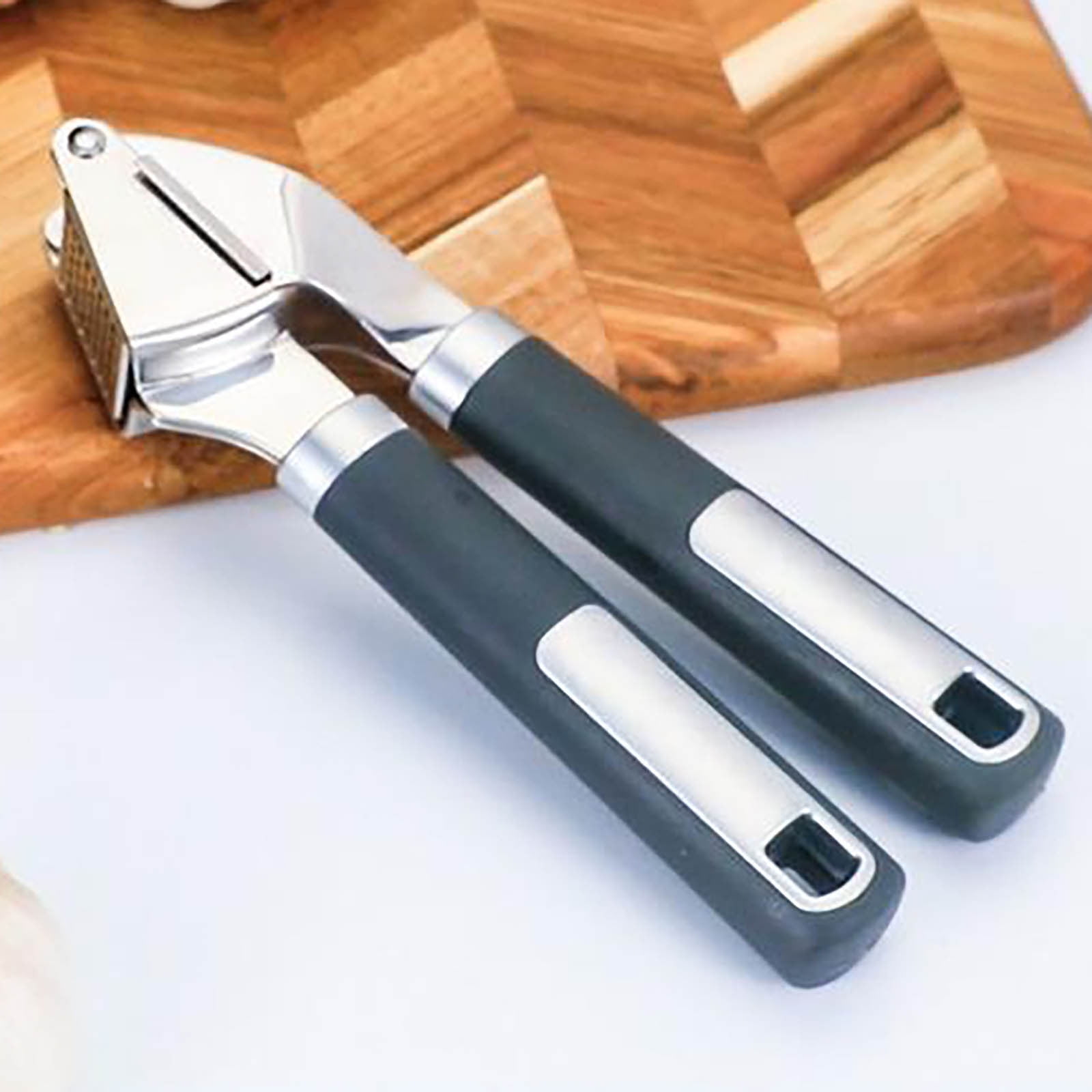 Stainless Steel Garlic Press Rocker, Garlic Mincer With Studs, Heavy Duty Garlic Chopper, Effective Garlic Peeler, Easy to Clean Kitchen Gadget for Minced Garlic, Dishwasher Safe 【Best Seller】E - Image 4