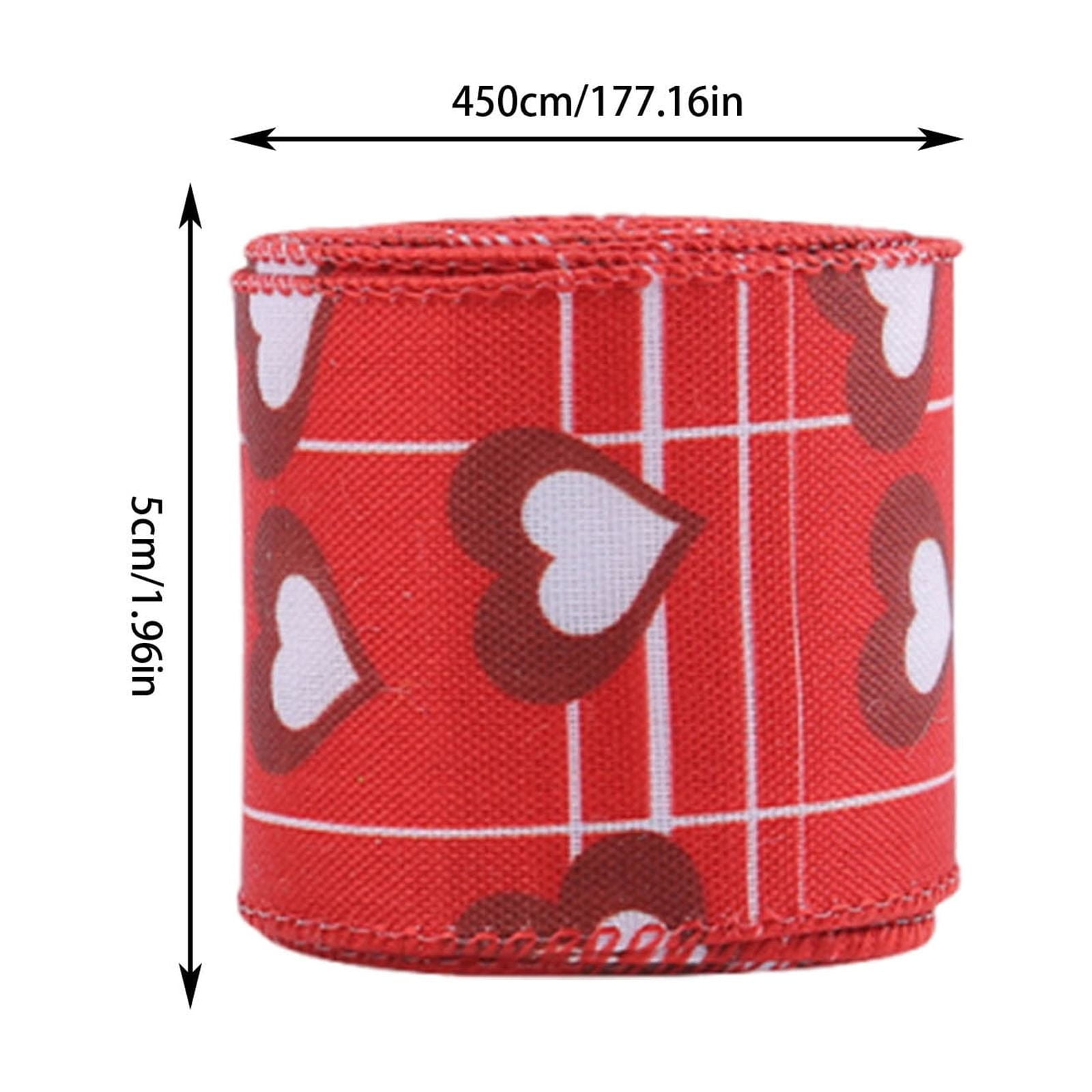 Wzzjkit Valentine Wired Ribbon Heart Love Themed Fabric Ribbons for Gifts Wrapping Crafts Wreath Bow Decorations C - Image 3