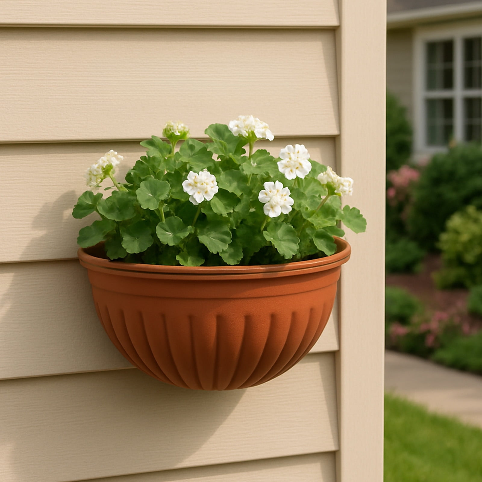 Tyidzon Semi-Circular Hanging Planters for Indoor Outdoor Plants, Wall Mount Flower Pot Holder Hanger for Indoor and Outdoor Use Brown - Image 1