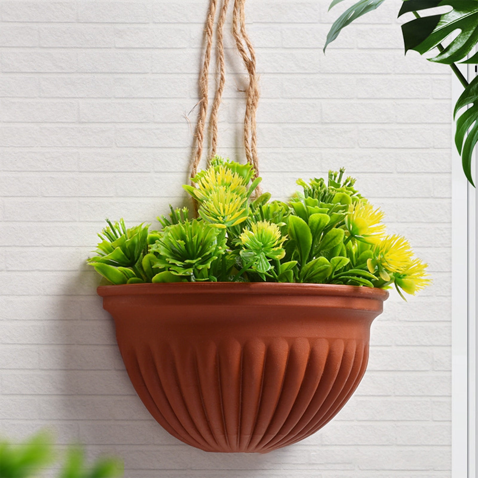 Tyidzon Semi-Circular Hanging Planters for Indoor Outdoor Plants, Wall Mount Flower Pot Holder Hanger for Indoor and Outdoor Use Brown - Image 3