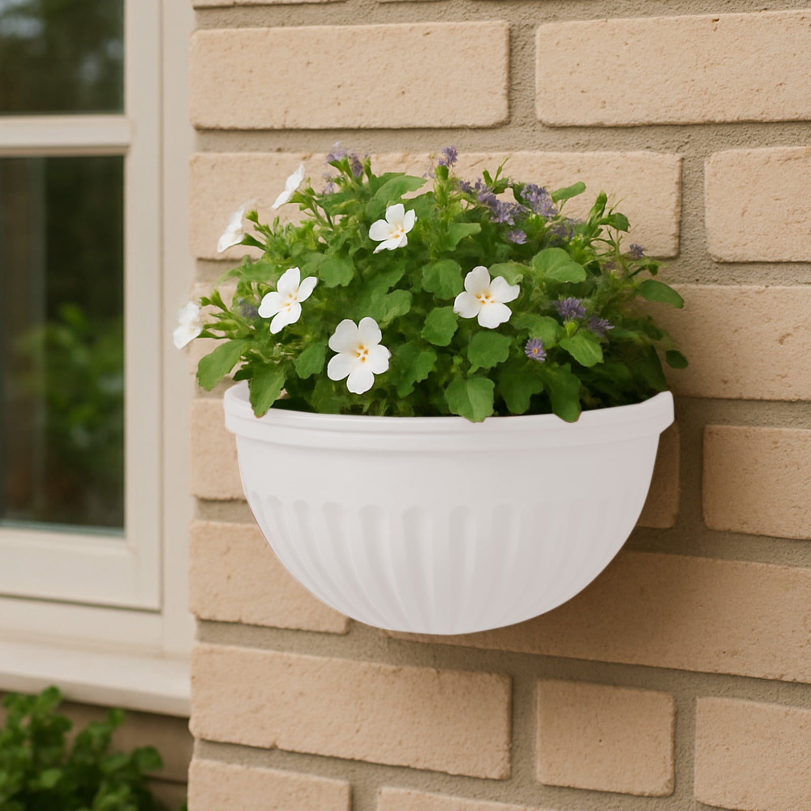 Tyidzon Semi-Circular Hanging Planters for Indoor Outdoor Plants, Wall Mount Flower Pot Holder Hanger for Indoor and Outdoor Use White - Image 1