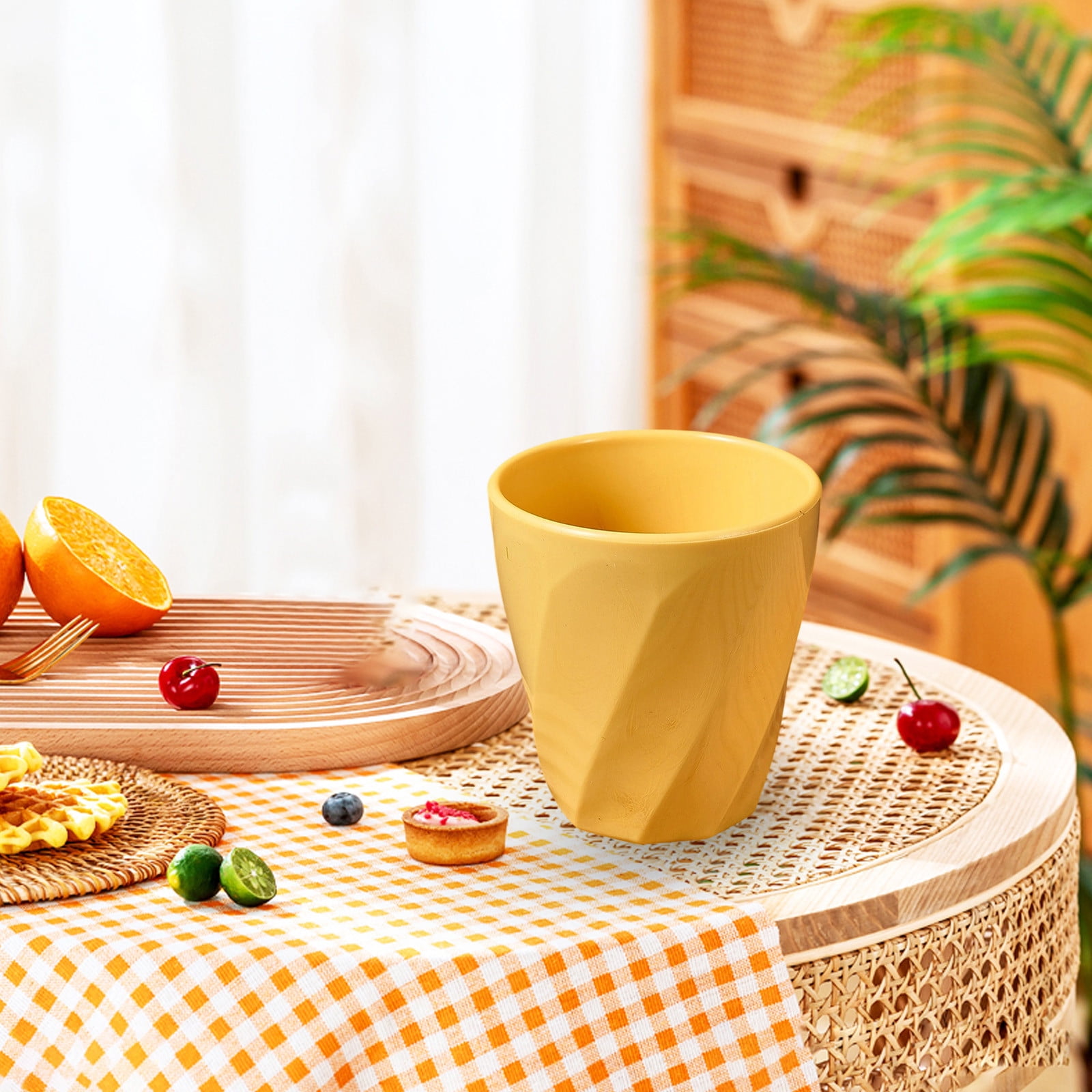 Tyidzon Unbreakable Plastic Cups Reusable Multi-Purpose Plastic Cups, Drinking Cup for Kitchen, Bpa-Free, Dishwasher and Microwave Safe Yellow - Image 1