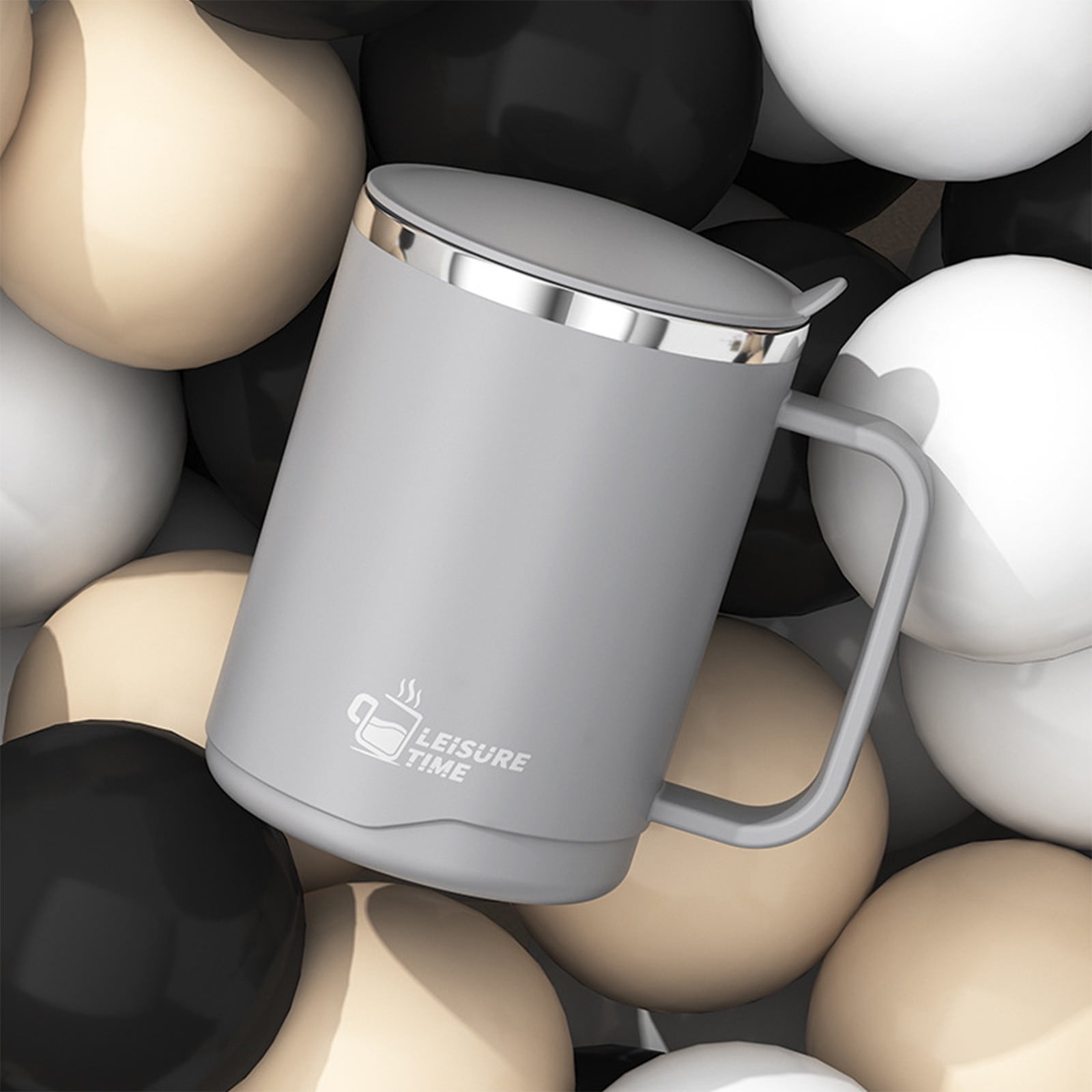 Insulated Coffee Mug with Handle & Lid - 17oz Stainless Steel Travel Tumbler, Double Wall Vacuum (Black) by PALIFEUR 02_【Limited Time Offer】 Upgraded Double-Wall Insulated Coffee Mug - Image 7