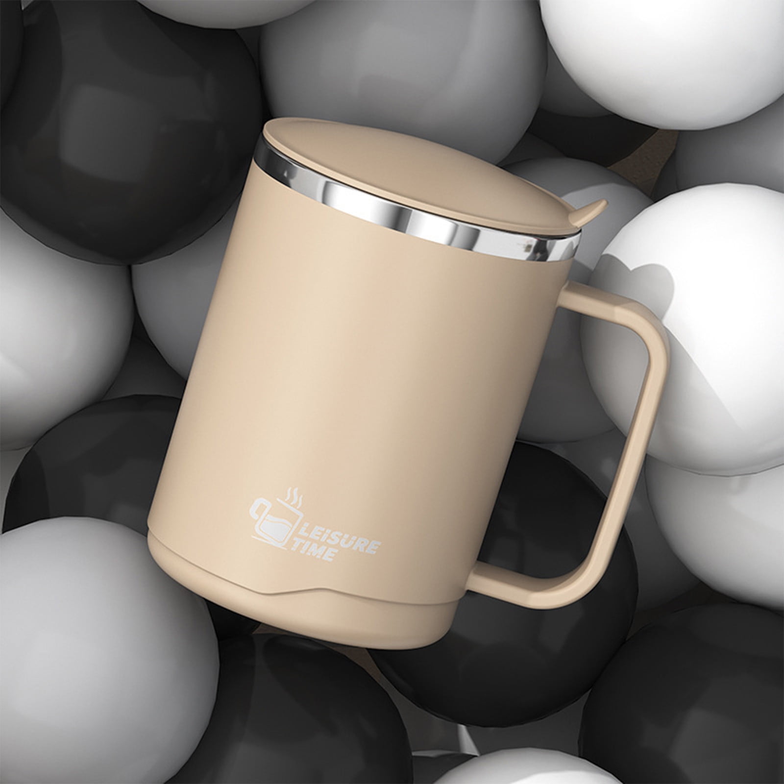 Insulated Coffee Mug with Handle & Lid - 17oz Stainless Steel Travel Tumbler, Double Wall Vacuum (Black) by PALIFEUR 03_【Clearance Sale】 2025 Best-Selling Stainless Steel Coffee Mug - Image 2