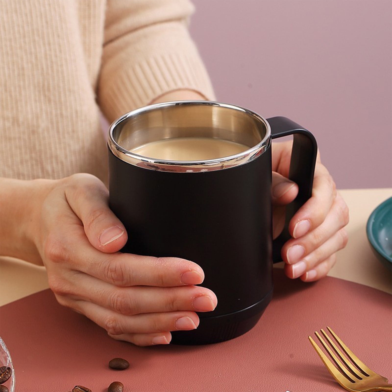 Insulated Coffee Mug with Handle & Lid - 17oz Stainless Steel Travel Tumbler, Double Wall Vacuum (Black) by PALIFEUR 10_【XL Capacity】 17oz Large Capacity Coffee Mug - Image 5