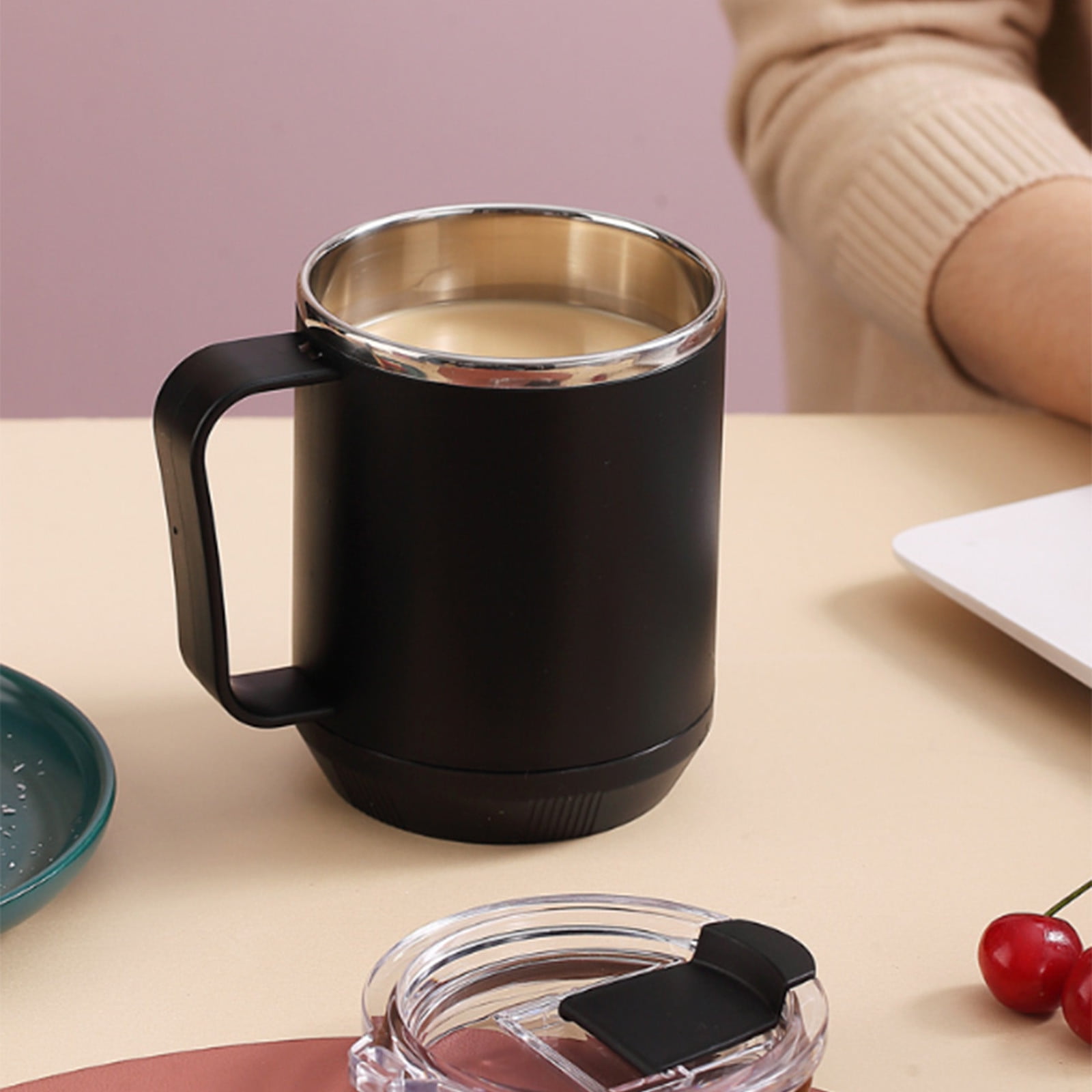 Insulated Coffee Mug with Handle & Lid - 17oz Stainless Steel Travel Tumbler, Double Wall Vacuum (Black) by PALIFEUR 10_【XL Capacity】 17oz Large Capacity Coffee Mug - Image 6