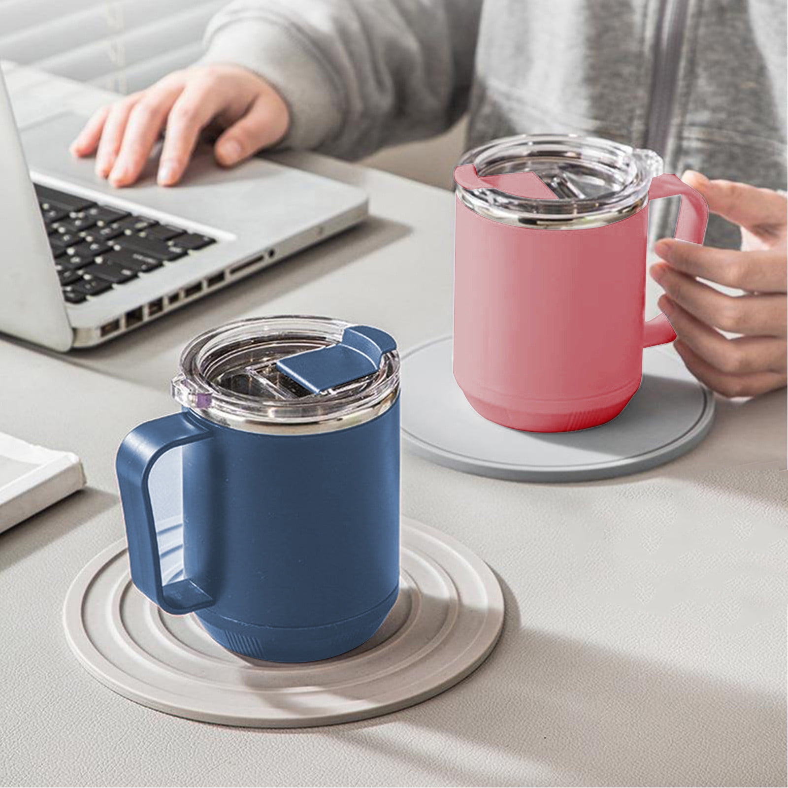 Insulated Coffee Mug with Handle & Lid - 17oz Stainless Steel Travel Tumbler, Double Wall Vacuum (Black) by PALIFEUR 12_【Travel Must-Have】 Car Cup Holder Leak-Proof Coffee Tumbler - Image 1