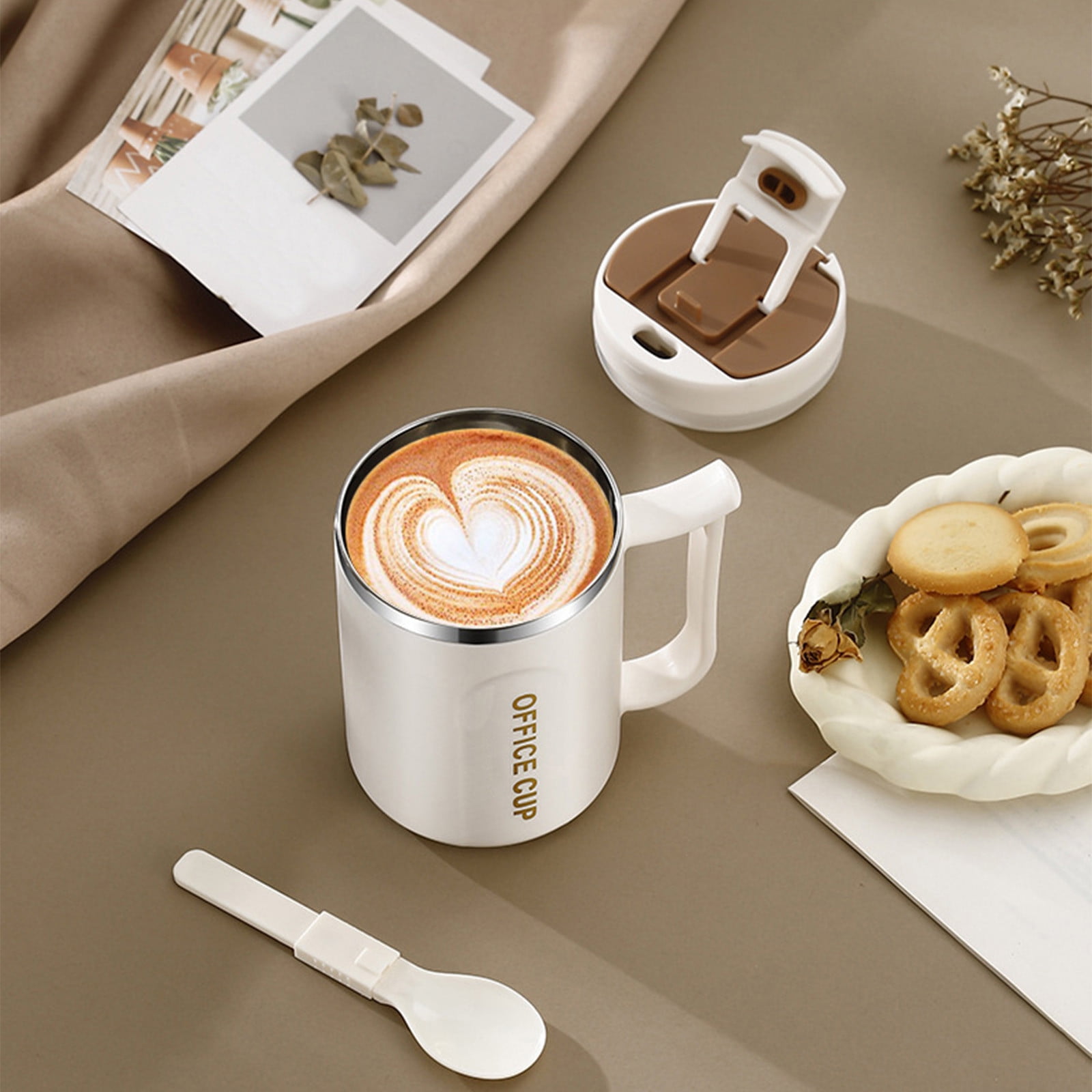 Insulated Coffee Mug with Handle & Lid - 17oz Stainless Steel Travel Tumbler, Double Wall Vacuum (Black) by PALIFEUR 15_【Student Favorite】 Creative College Style Coffee Mug - Image 2
