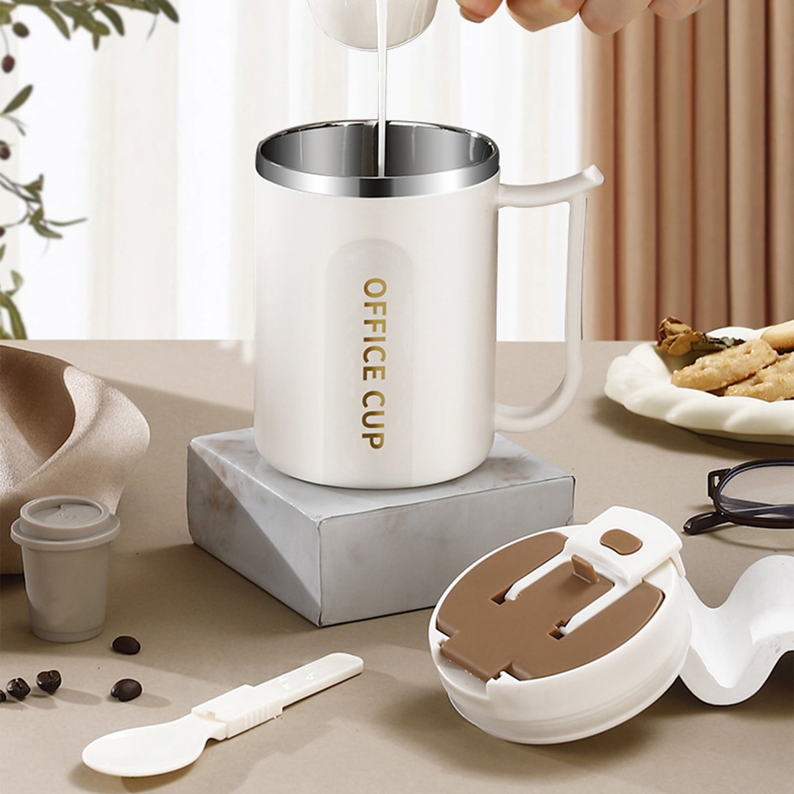 Insulated Coffee Mug with Handle & Lid - 17oz Stainless Steel Travel Tumbler, Double Wall Vacuum (Black) by PALIFEUR 15_【Student Favorite】 Creative College Style Coffee Mug - Image 5