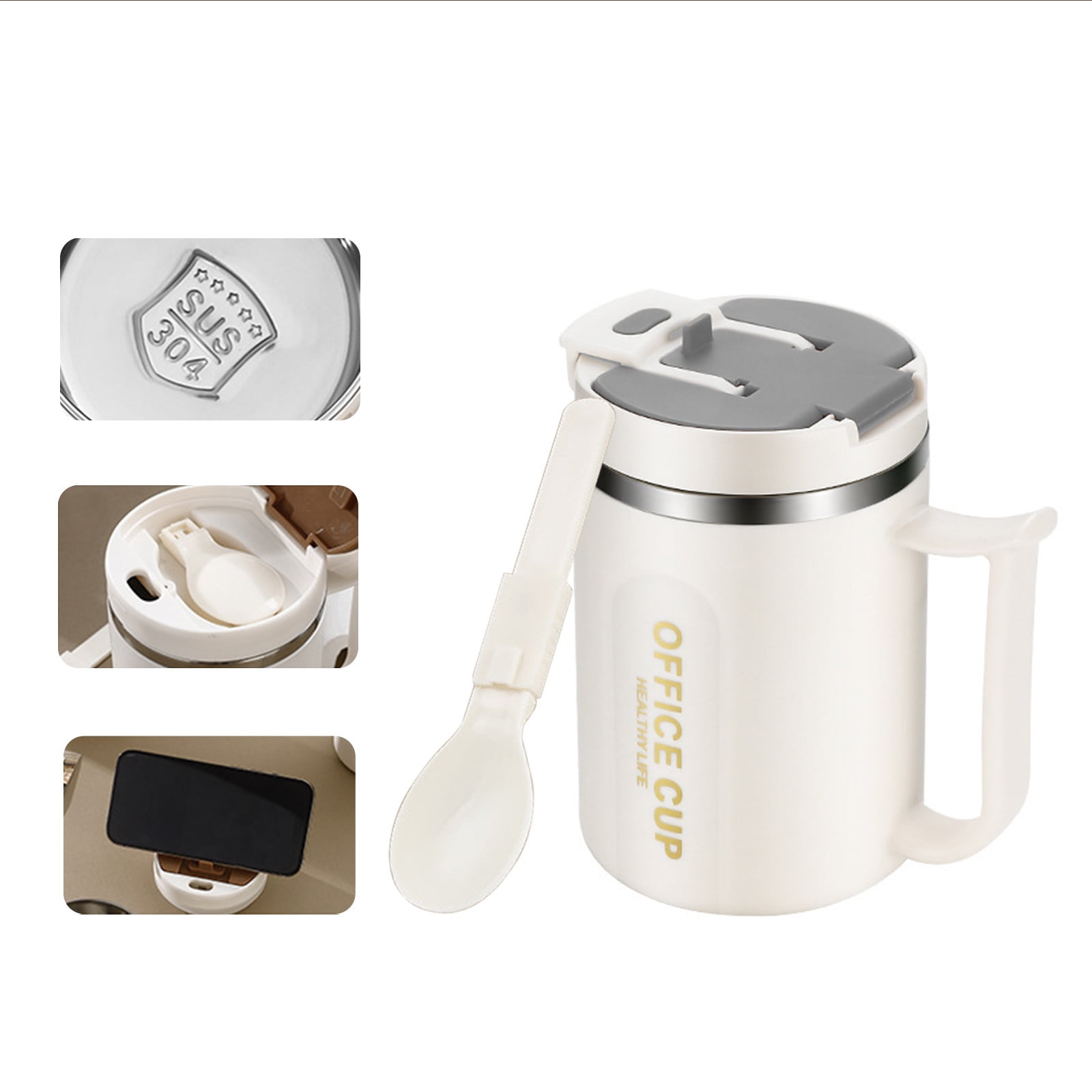 Insulated Coffee Mug with Handle & Lid - 17oz Stainless Steel Travel Tumbler, Double Wall Vacuum (Black) by PALIFEUR 15_【Student Favorite】 Creative College Style Coffee Mug - Image 8