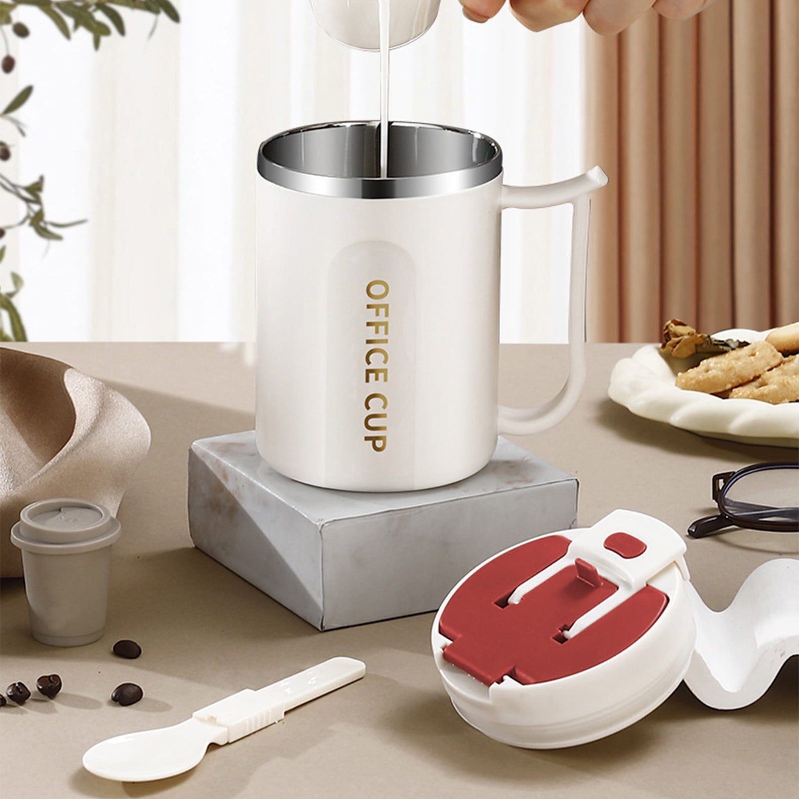 Insulated Coffee Mug with Handle & Lid - 17oz Stainless Steel Travel Tumbler, Double Wall Vacuum (Black) by PALIFEUR 17_【Holiday Exclusive】 Christmas Themed Coffee Mug - Image 6