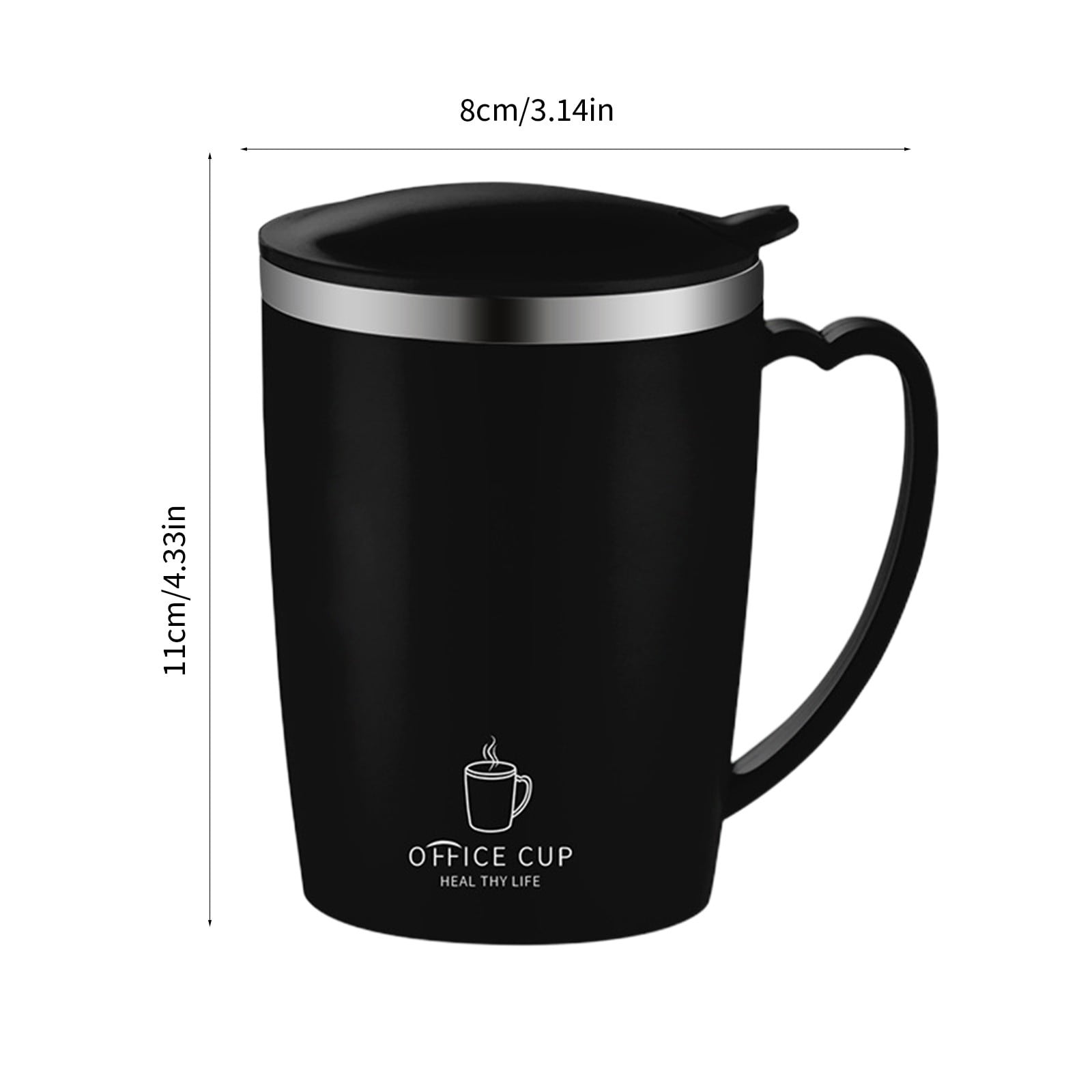 Insulated Coffee Mug with Handle & Lid - 17oz Stainless Steel Travel Tumbler, Double Wall Vacuum (Black) by PALIFEUR 18_【Birthday Gift】 Custom Engraved Coffee Mug - Image 4