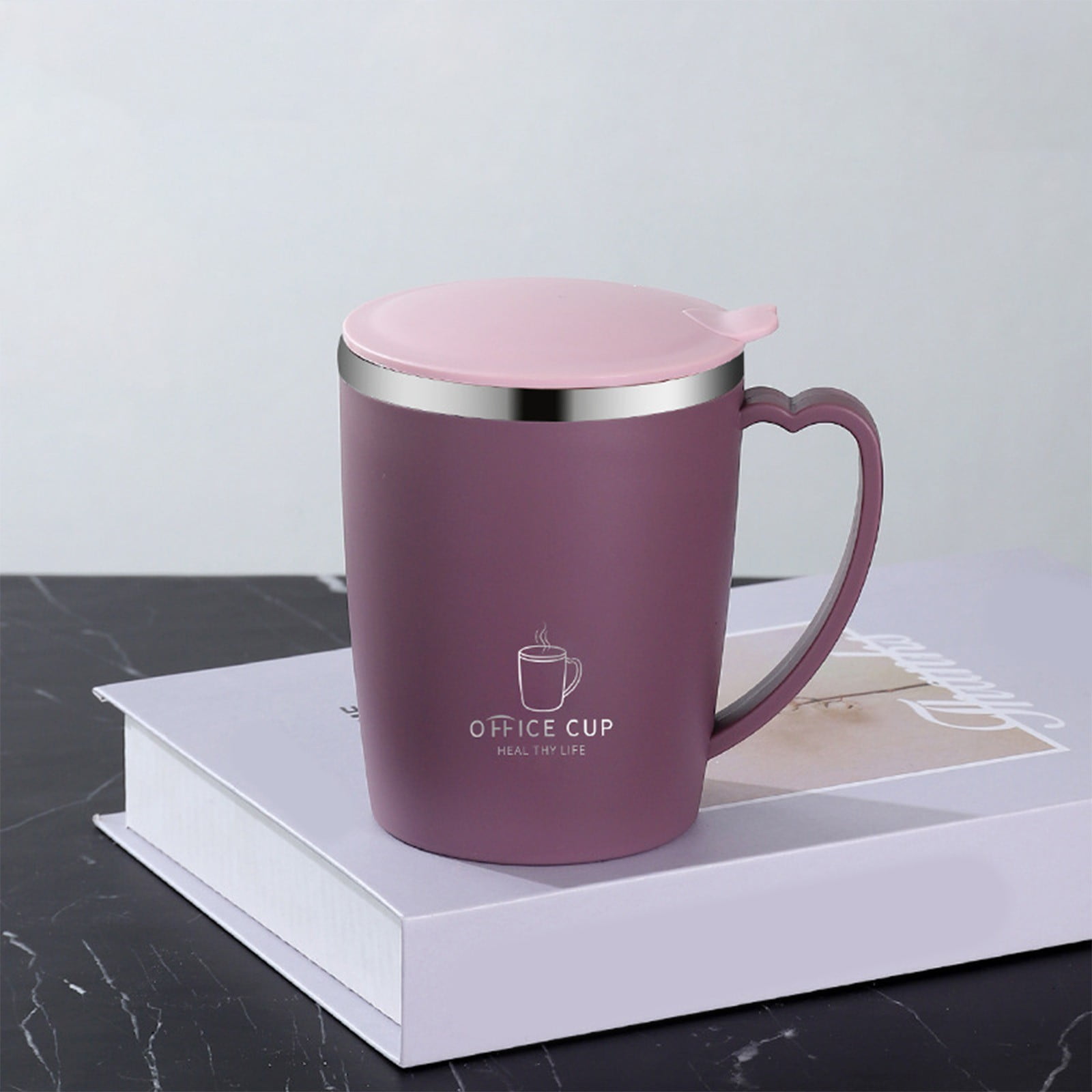 Insulated Coffee Mug with Handle & Lid - 17oz Stainless Steel Travel Tumbler, Double Wall Vacuum (Black) by PALIFEUR 19_【Corporate Gifts】 Company Logo Customized Coffee Cup - Image 6