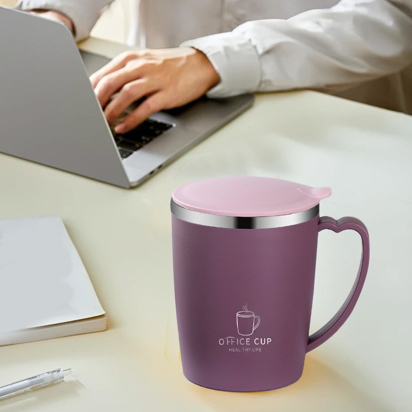 Insulated Coffee Mug with Handle & Lid - 17oz Stainless Steel Travel Tumbler, Double Wall Vacuum (Black) by PALIFEUR 19_【Corporate Gifts】 Company Logo Customized Coffee Cup - Image 7