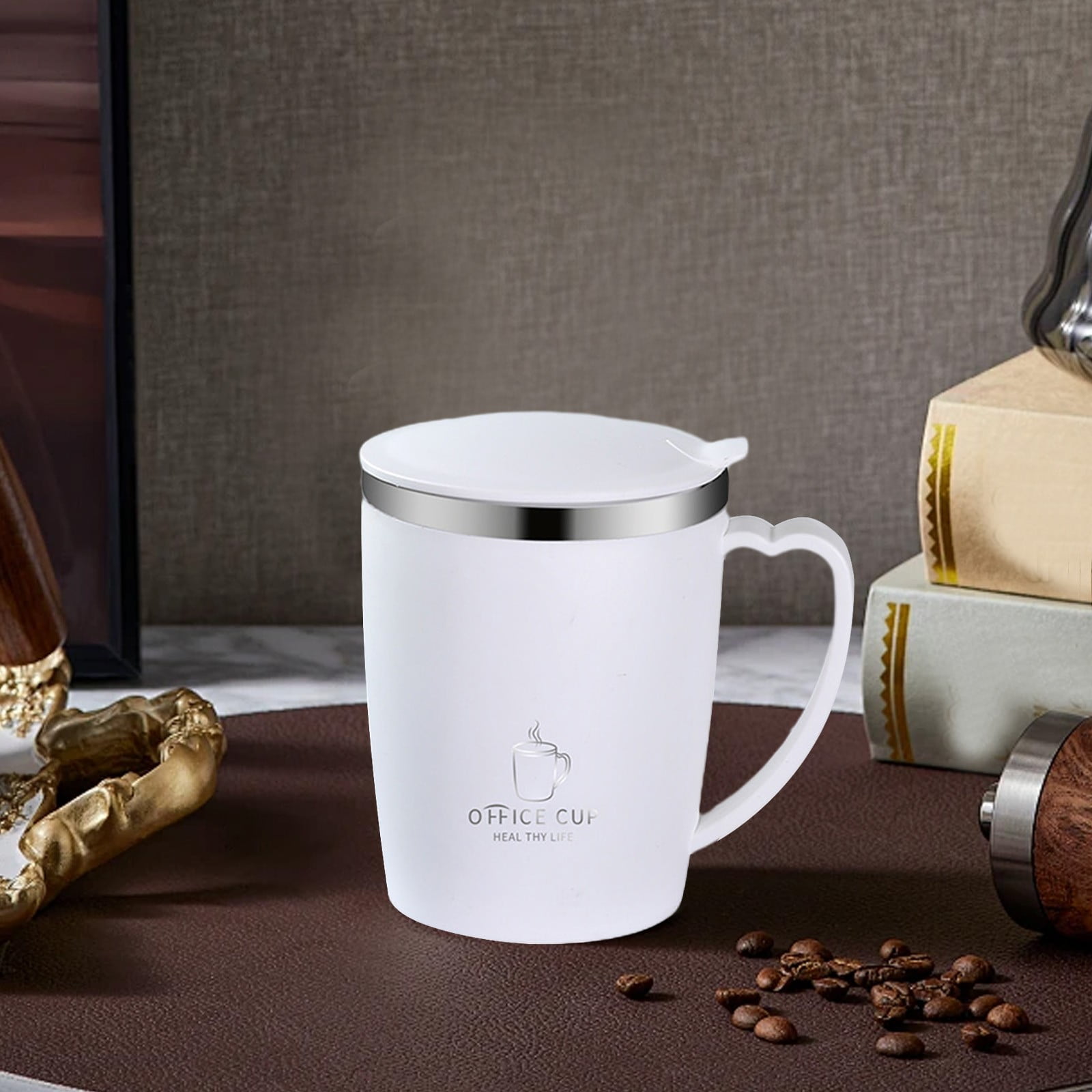 Insulated Coffee Mug with Handle & Lid - 17oz Stainless Steel Travel Tumbler, Double Wall Vacuum (Black) by PALIFEUR 20_【Couple Set】 Matching Pair Coffee Mug Set - Image 2
