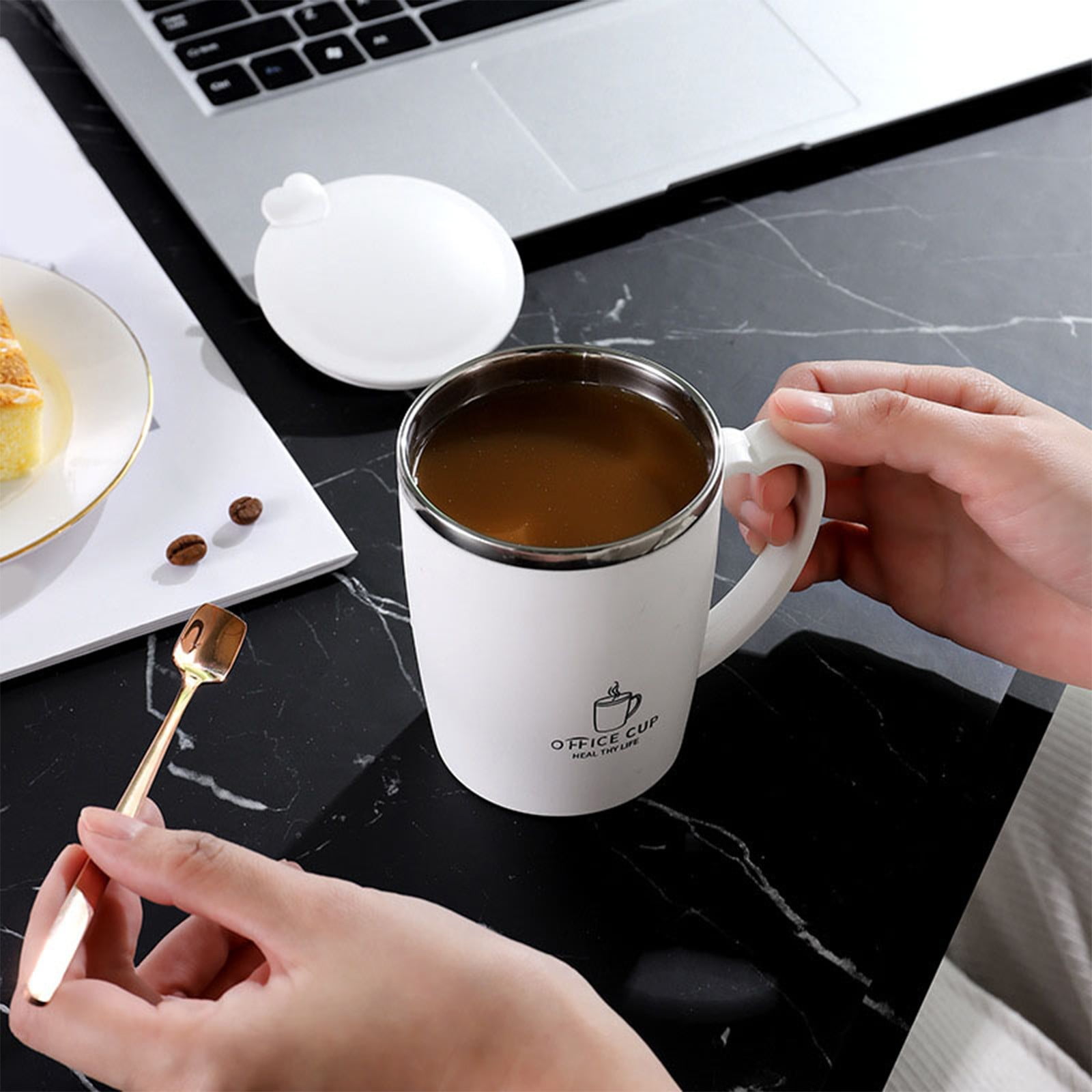 Insulated Coffee Mug with Handle & Lid - 17oz Stainless Steel Travel Tumbler, Double Wall Vacuum (Black) by PALIFEUR 20_【Couple Set】 Matching Pair Coffee Mug Set - Image 5