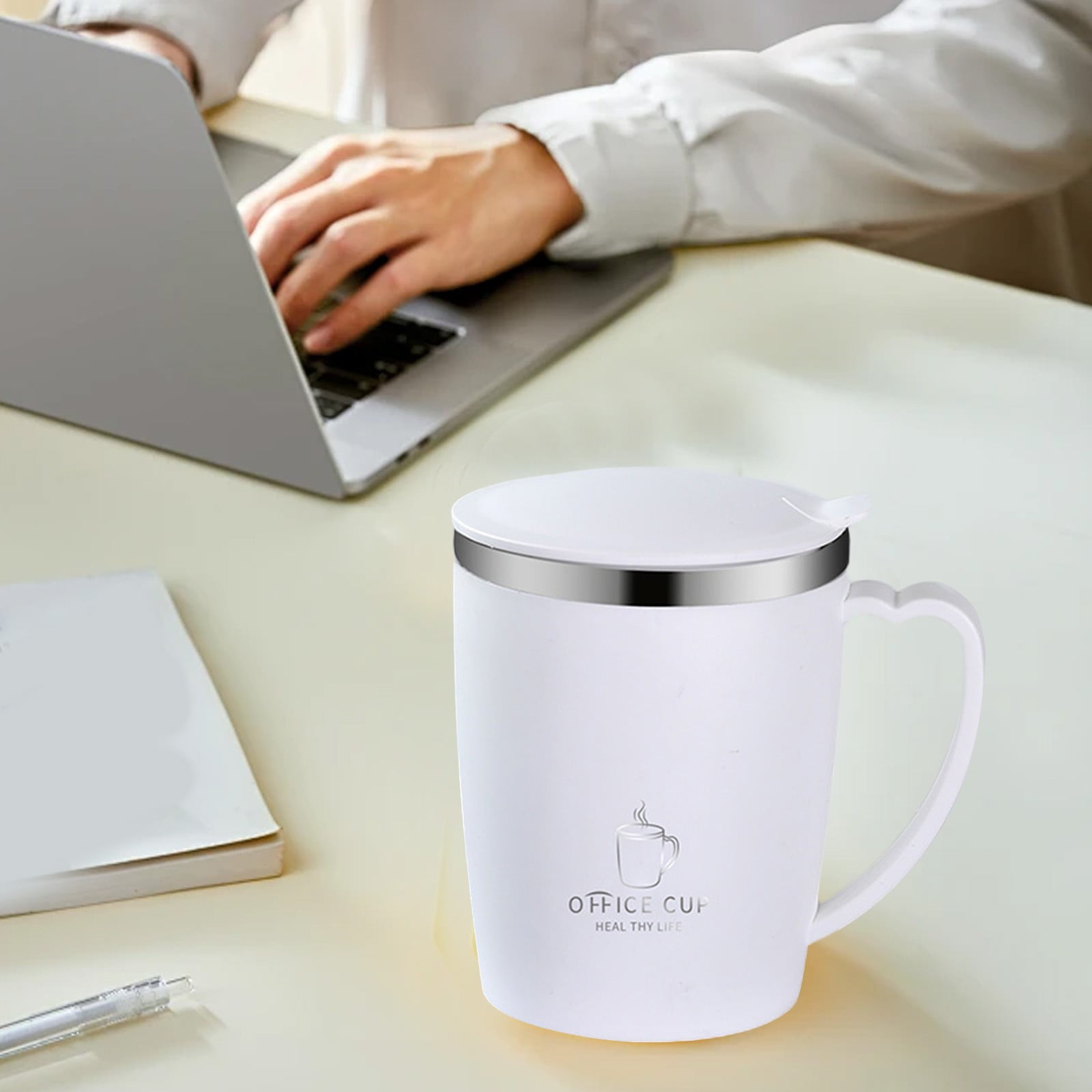 Insulated Coffee Mug with Handle & Lid - 17oz Stainless Steel Travel Tumbler, Double Wall Vacuum (Black) by PALIFEUR 20_【Couple Set】 Matching Pair Coffee Mug Set - Image 6