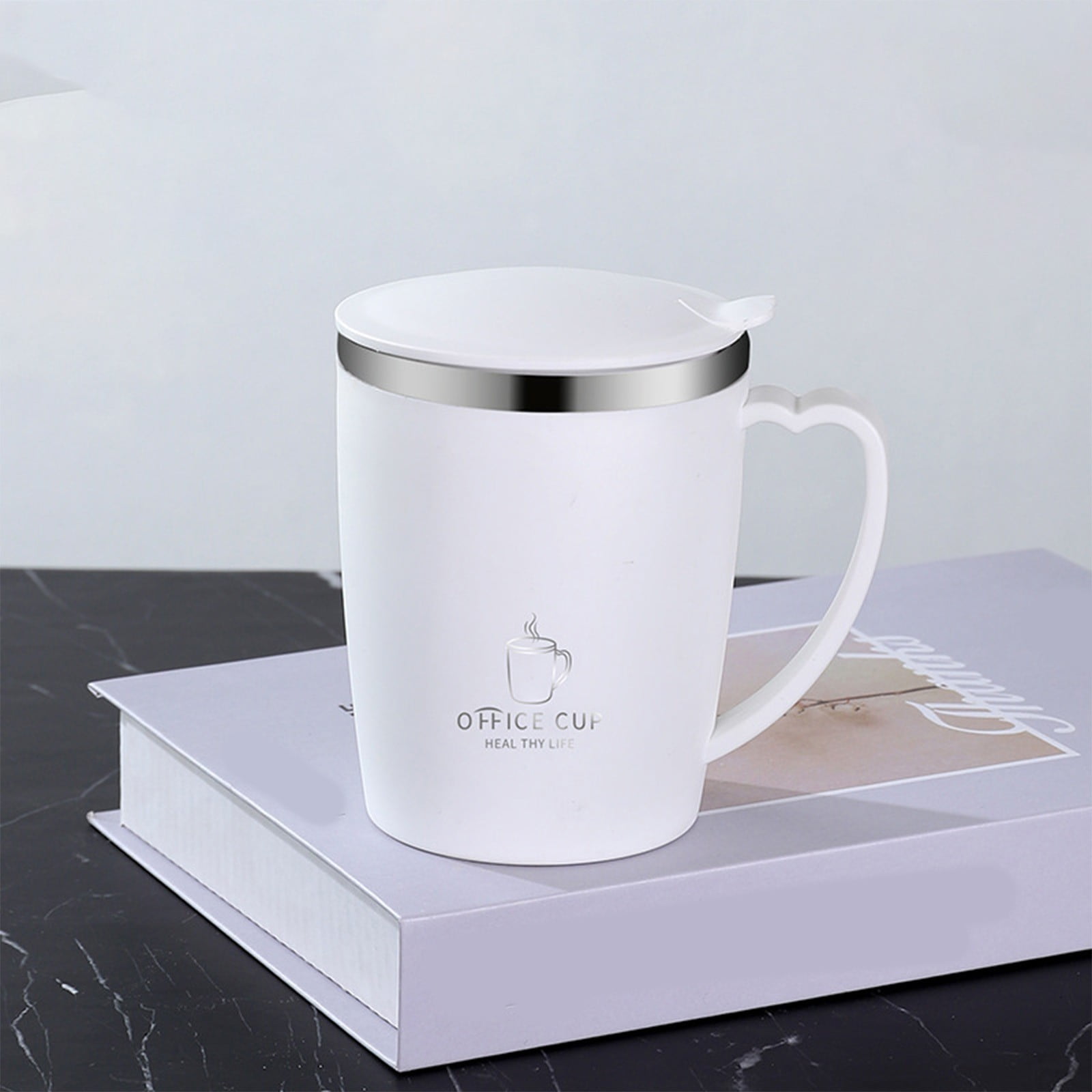 Insulated Coffee Mug with Handle & Lid - 17oz Stainless Steel Travel Tumbler, Double Wall Vacuum (Black) by PALIFEUR 20_【Couple Set】 Matching Pair Coffee Mug Set - Image 8
