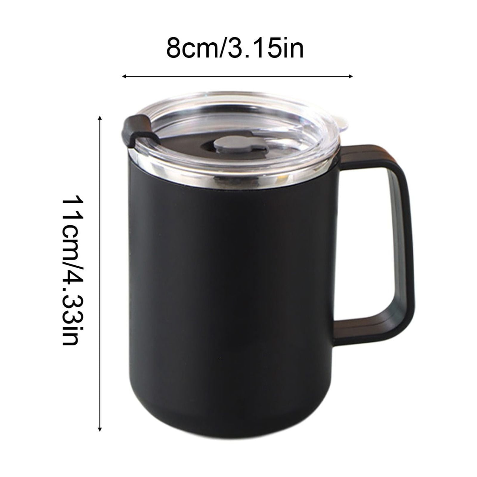 Insulated Coffee Mug with Handle & Lid - 17oz Stainless Steel Travel Tumbler, Double Wall Vacuum (Black) by PALIFEUR 21_【Price Drop】 Now Available at a Reduced Price! - Image 4