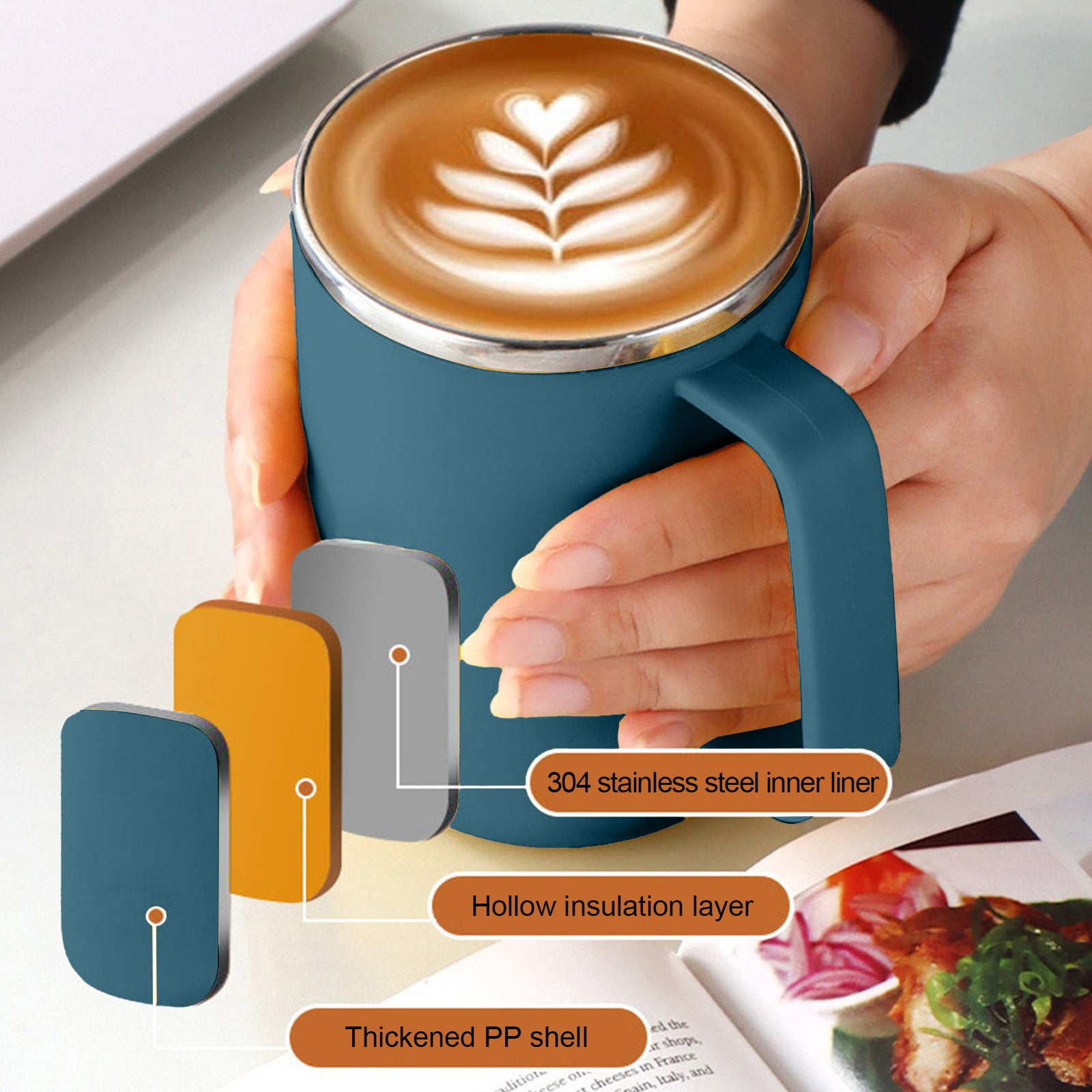 Insulated Coffee Mug with Handle & Lid - 17oz Stainless Steel Travel Tumbler, Double Wall Vacuum (Black) by PALIFEUR 22_【Special Savings】 Enjoy Reduced Pricing for a Limited Time! - Image 5