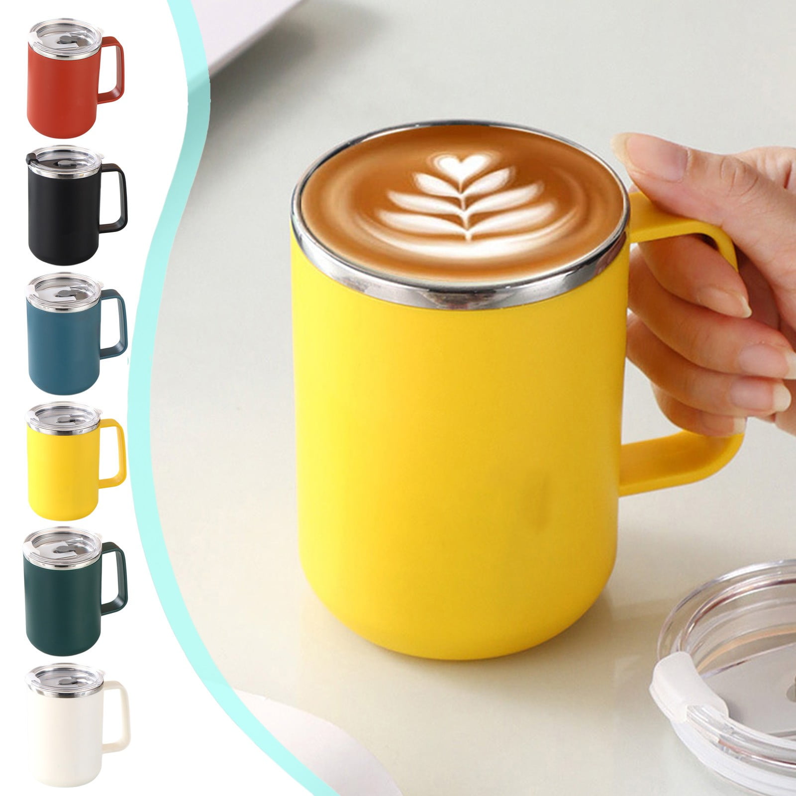 Insulated Coffee Mug with Handle & Lid - 17oz Stainless Steel Travel Tumbler, Double Wall Vacuum (Black) by PALIFEUR 26_【Certified Quality】 International Food Safety Certified Coffee Cup - Image 1
