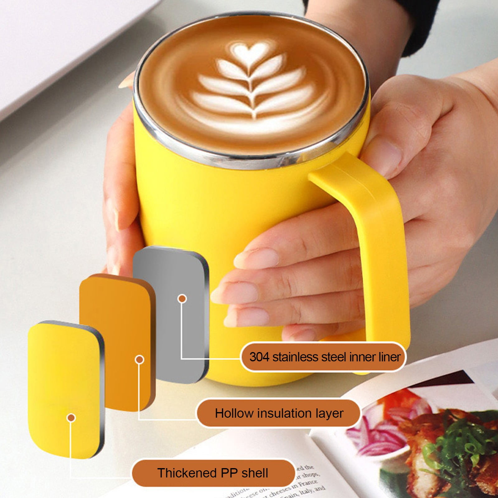 Insulated Coffee Mug with Handle & Lid - 17oz Stainless Steel Travel Tumbler, Double Wall Vacuum (Black) by PALIFEUR 26_【Certified Quality】 International Food Safety Certified Coffee Cup - Image 5