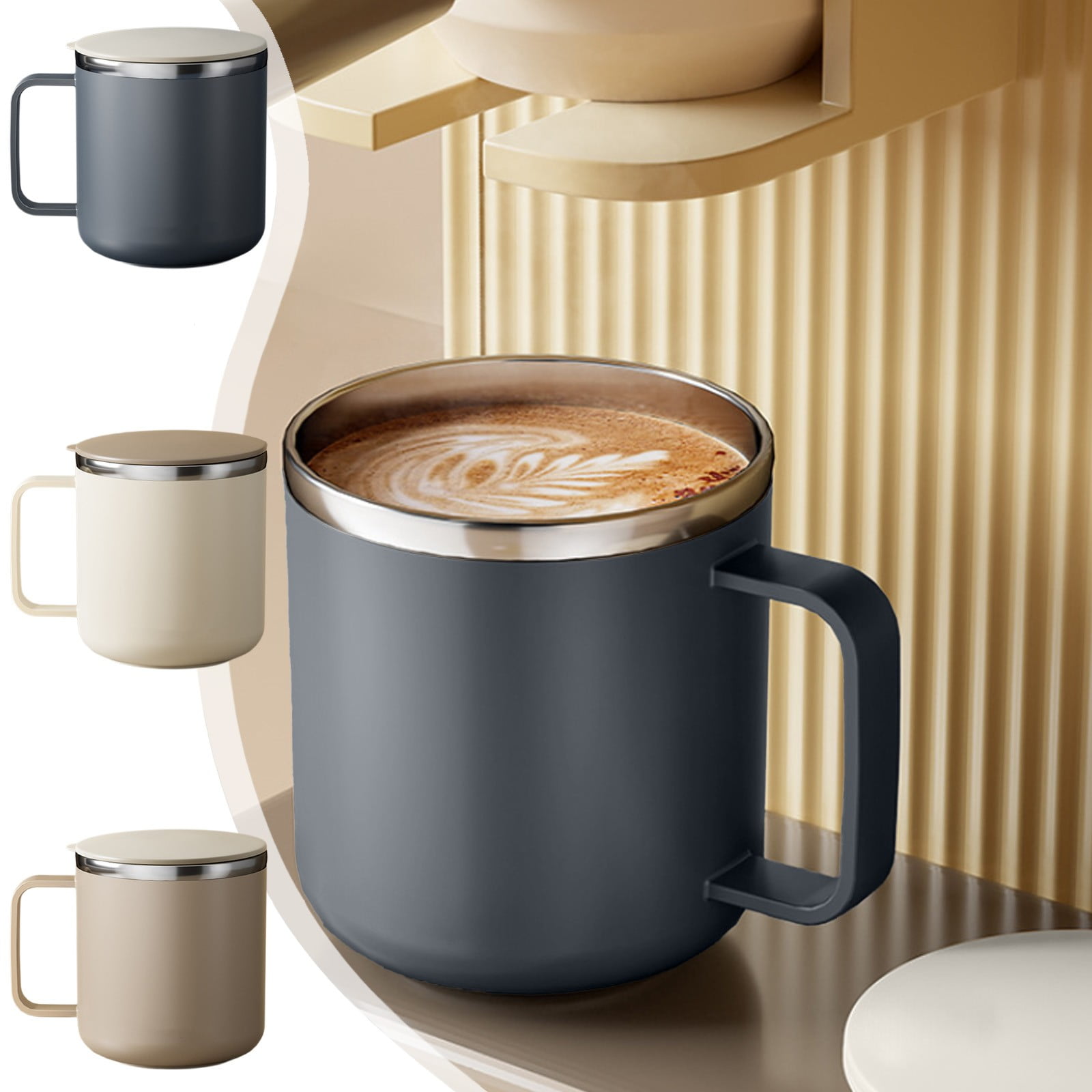 Insulated Coffee Mug with Handle & Lid - 17oz Stainless Steel Travel Tumbler, Double Wall Vacuum (Black) by PALIFEUR 28_【Eco-Friendly Choice】 Reusable Sustainable Coffee Cup - Image 1