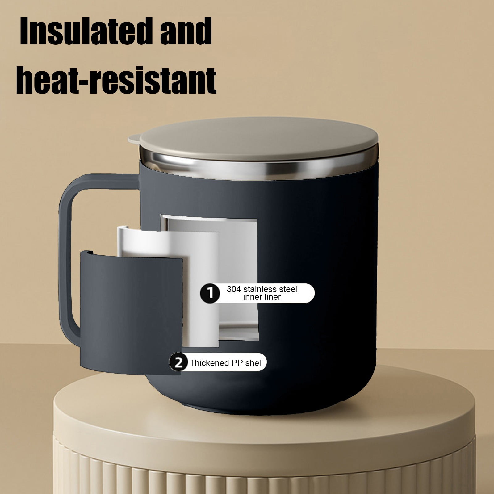 Insulated Coffee Mug with Handle & Lid - 17oz Stainless Steel Travel Tumbler, Double Wall Vacuum (Black) by PALIFEUR 28_【Eco-Friendly Choice】 Reusable Sustainable Coffee Cup - Image 6