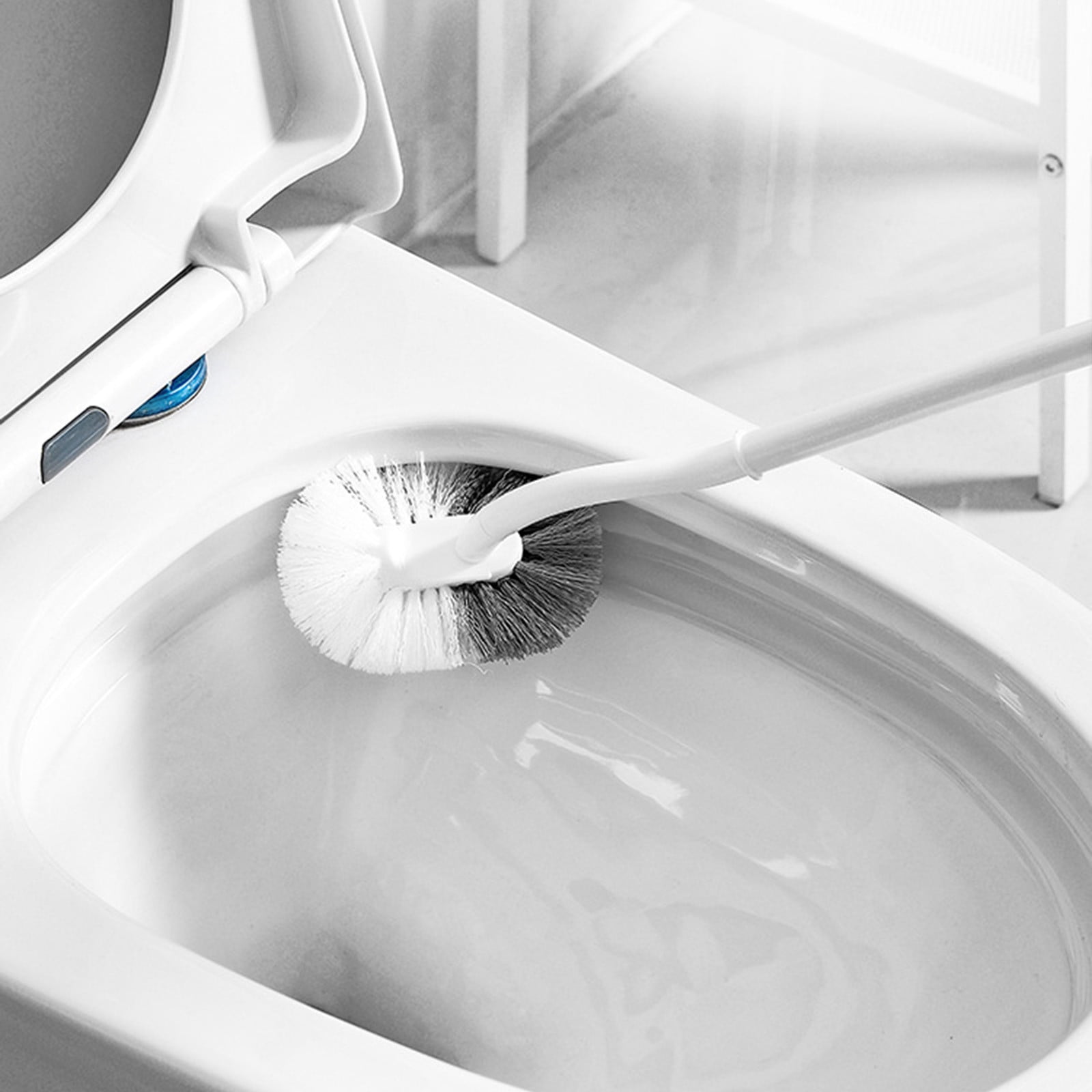 Tyidzon Bathroom Toilet Bowl Brush, Curved Design Toilet Brush for Deep Cleaning Under Rim, Easy Handy Compact Toilet Bowl Cleaner Brush for Bathroom White - Image 1