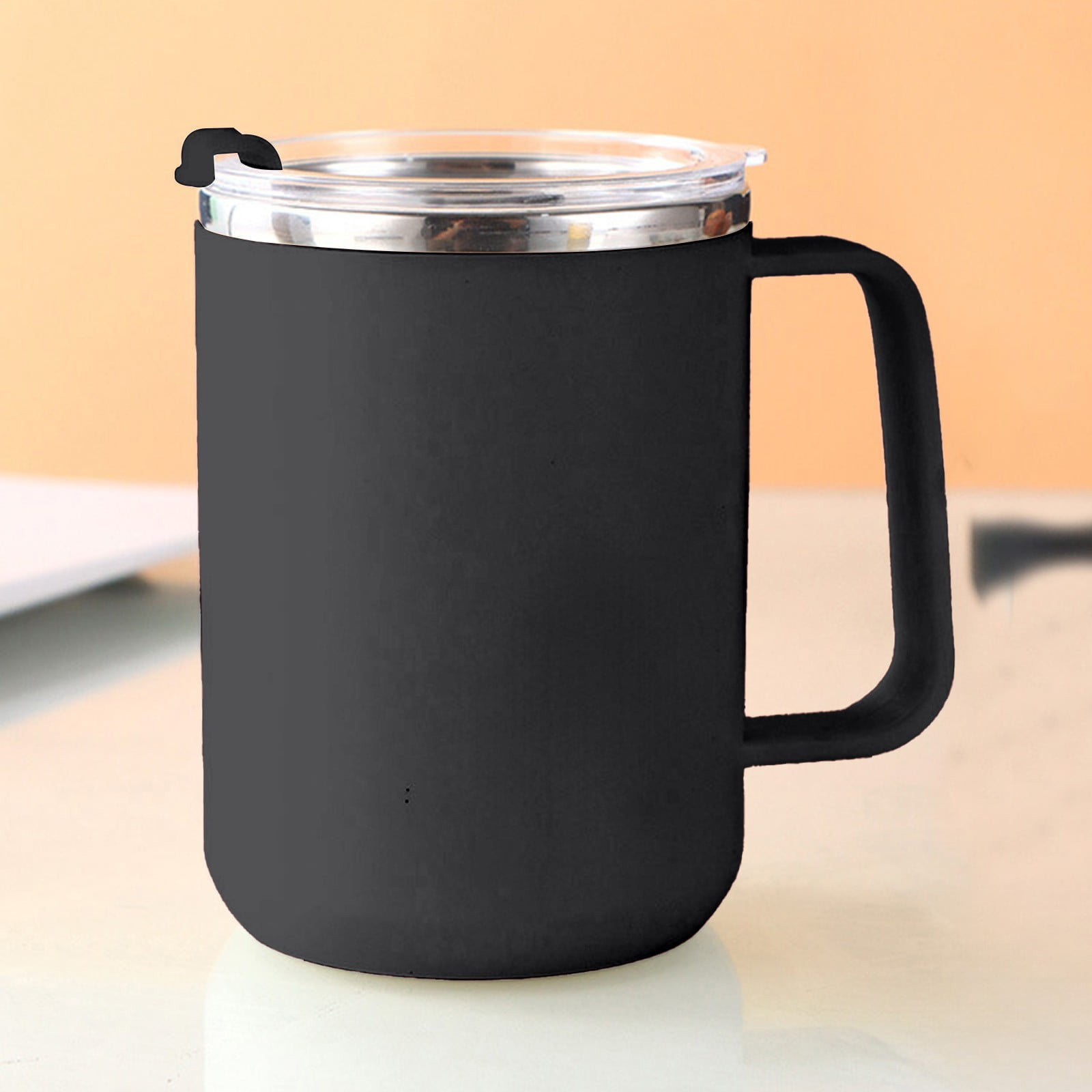 Tyidzon Insulated Coffee Mug, 20oz Stainless Steel Tumbler with Slider Lid Travel Coffee Cups with Handle for Camping Office Home, Blue Y_#Black - Image 6