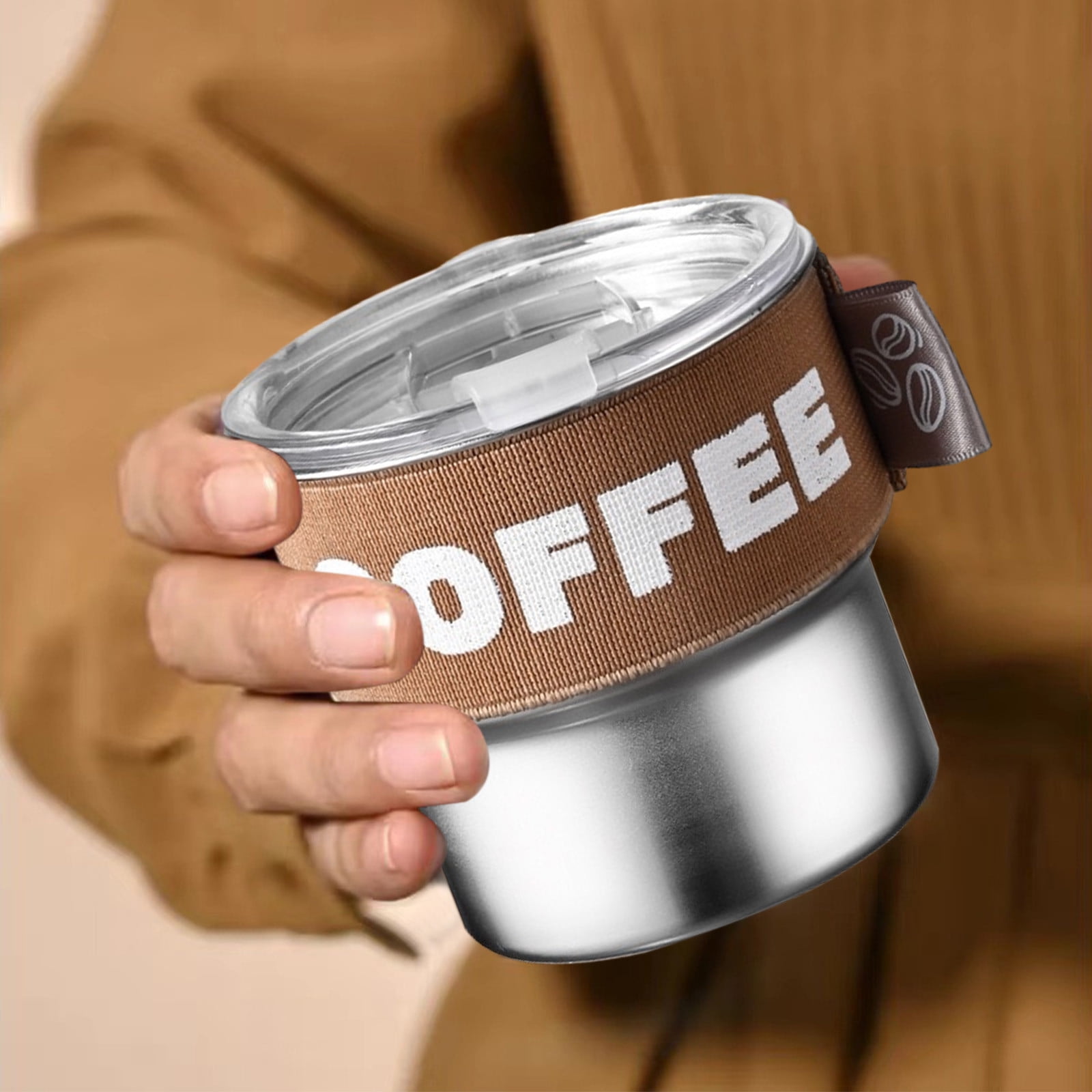Tyidzon Insulated Coffee Mug, 20oz Stainless Steel Tumbler with Slider Lid Travel Coffee Cups with Handle for Camping Office Home, Blue ZA_#Brown - Image 4