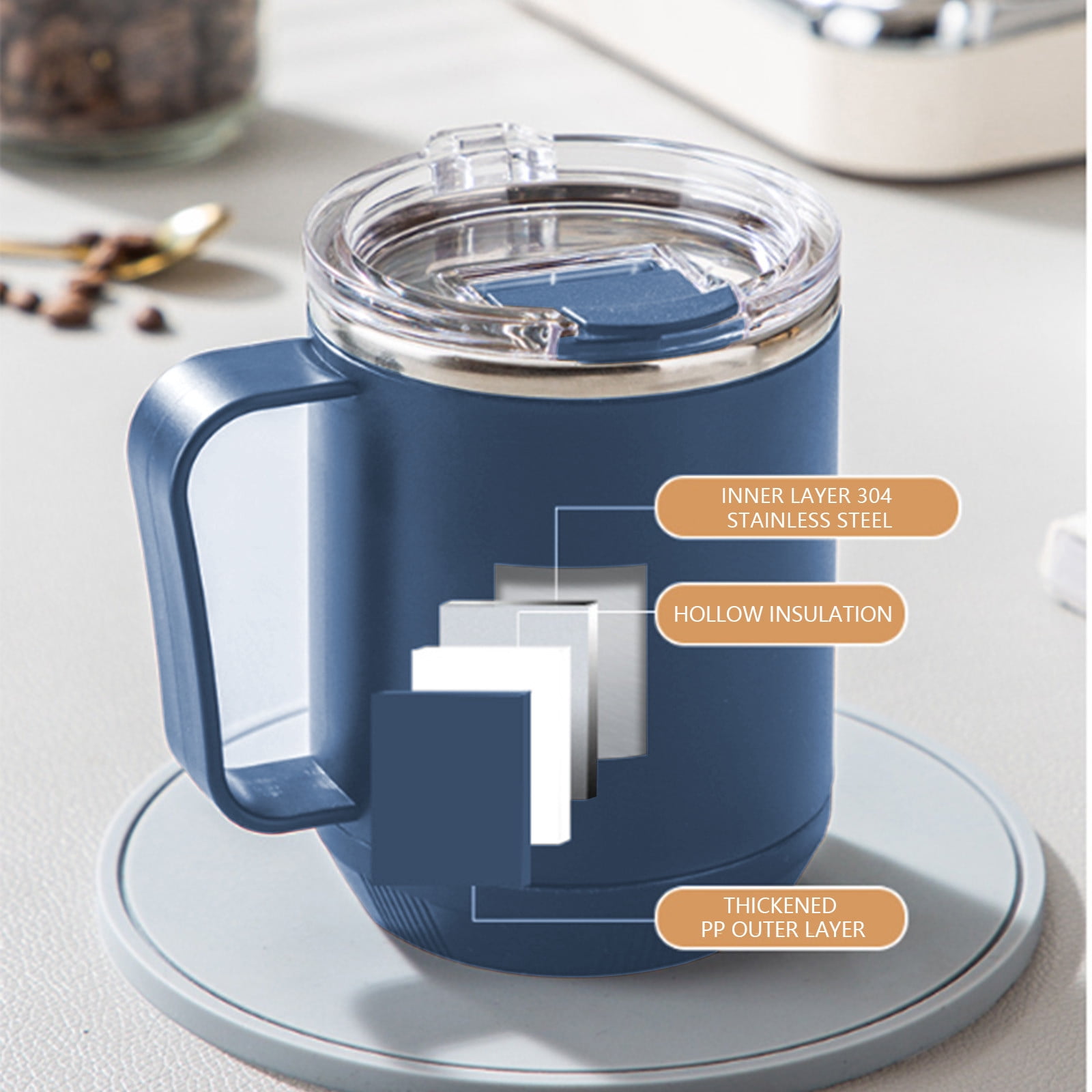 Tyidzon Insulated Coffee Mug, 20oz Stainless Steel Tumbler with Slider Lid Travel Coffee Cups with Handle for Camping Office Home, Blue ZF_#Blue - Image 6