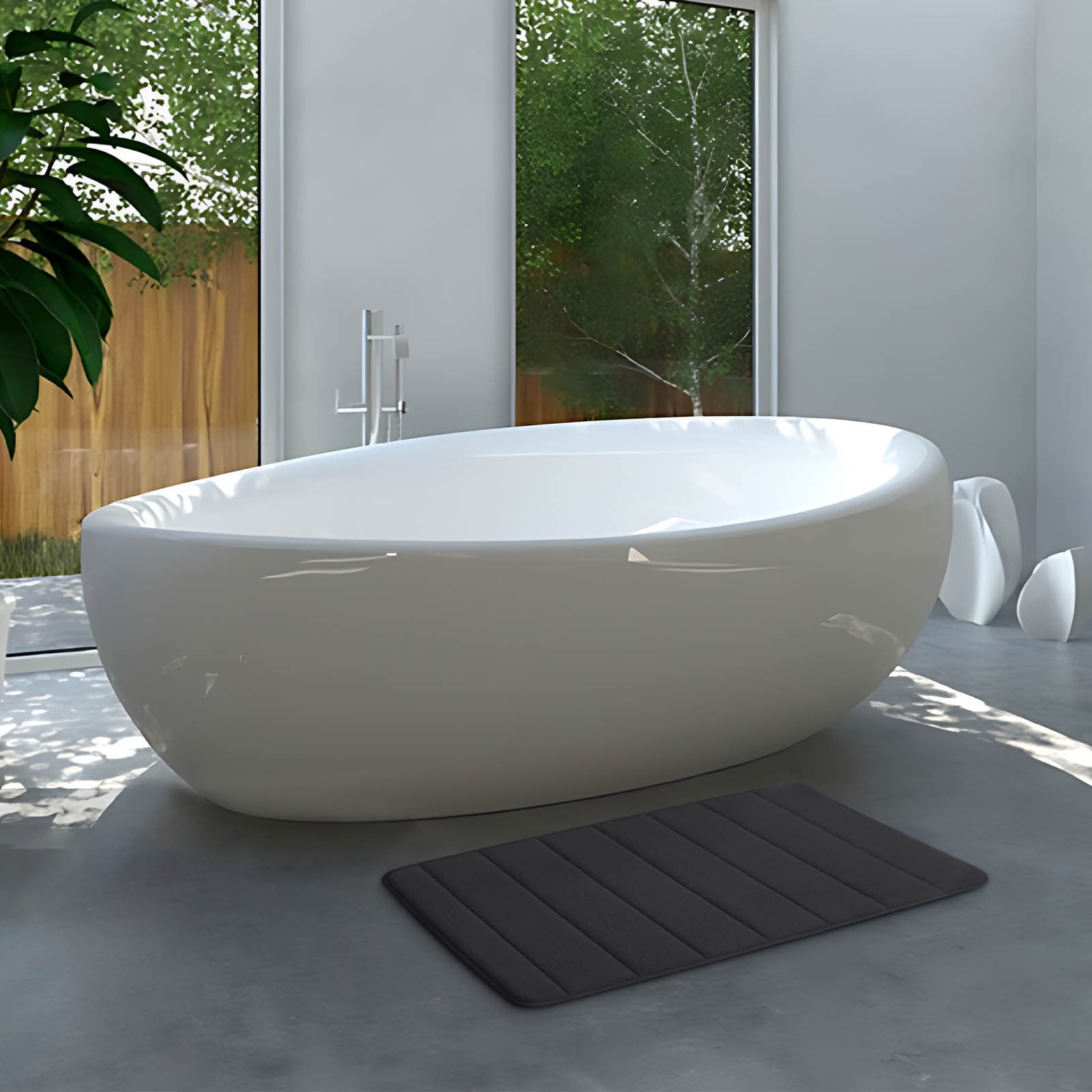Memory Foam Bath Mat with Cobblestone Design, Super Soft & Quick-Dry Bathroom Rugs, Machine Washable Non-Slip Absorbent Floor Mat for Bathroom Shower Tub, 16x24 Inch by PALIFEUR A - Image 3