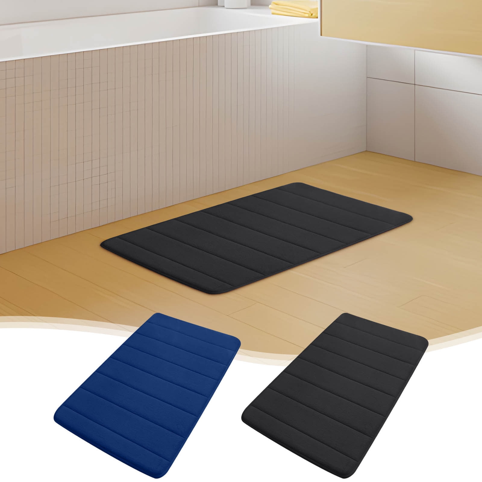 Memory Foam Bath Mat with Cobblestone Design, Super Soft & Quick-Dry Bathroom Rugs, Machine Washable Non-Slip Absorbent Floor Mat for Bathroom Shower Tub, 16x24 Inch by PALIFEUR B - Image 1