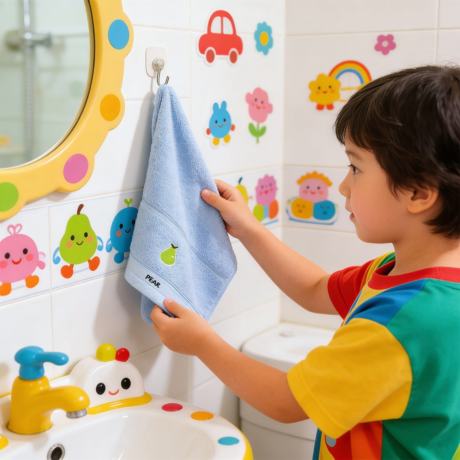 Tyidzon Premium Towels for Kids, Cotton Ultra Soft Hand Towels for Bathroom, Small Lightweight Face Towels for Children Bath(Blue, 10x20