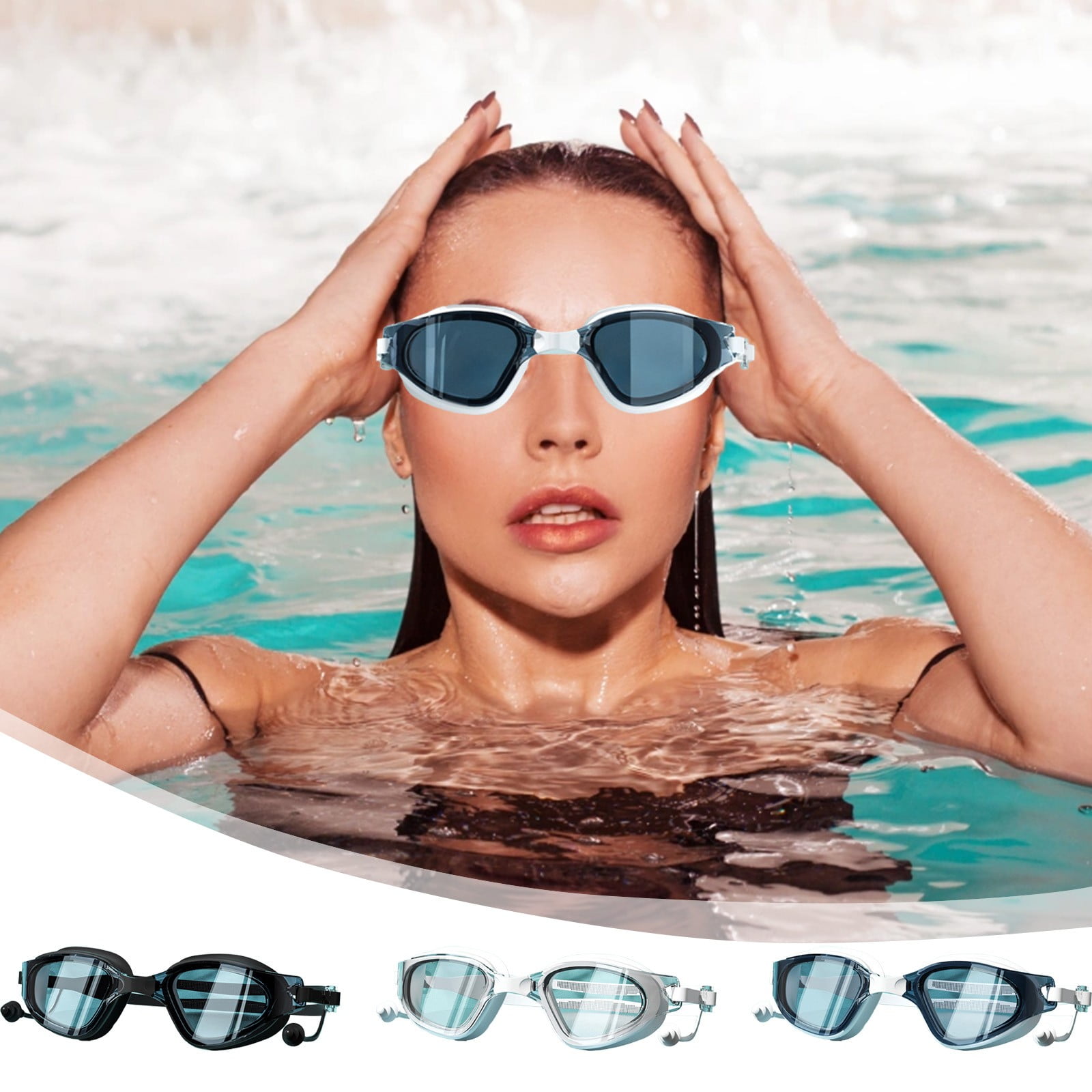 Large Frame Swim Goggles for Adults - Electroplated Anti-Fog HD Myopia Swimming Goggles with Adjustable Nose Cover, Leak-Proof Seal for Men & Women, Pool & Open Water by PALIFEUR 03_Large Frame Pool Goggles Adult_C - Image 1