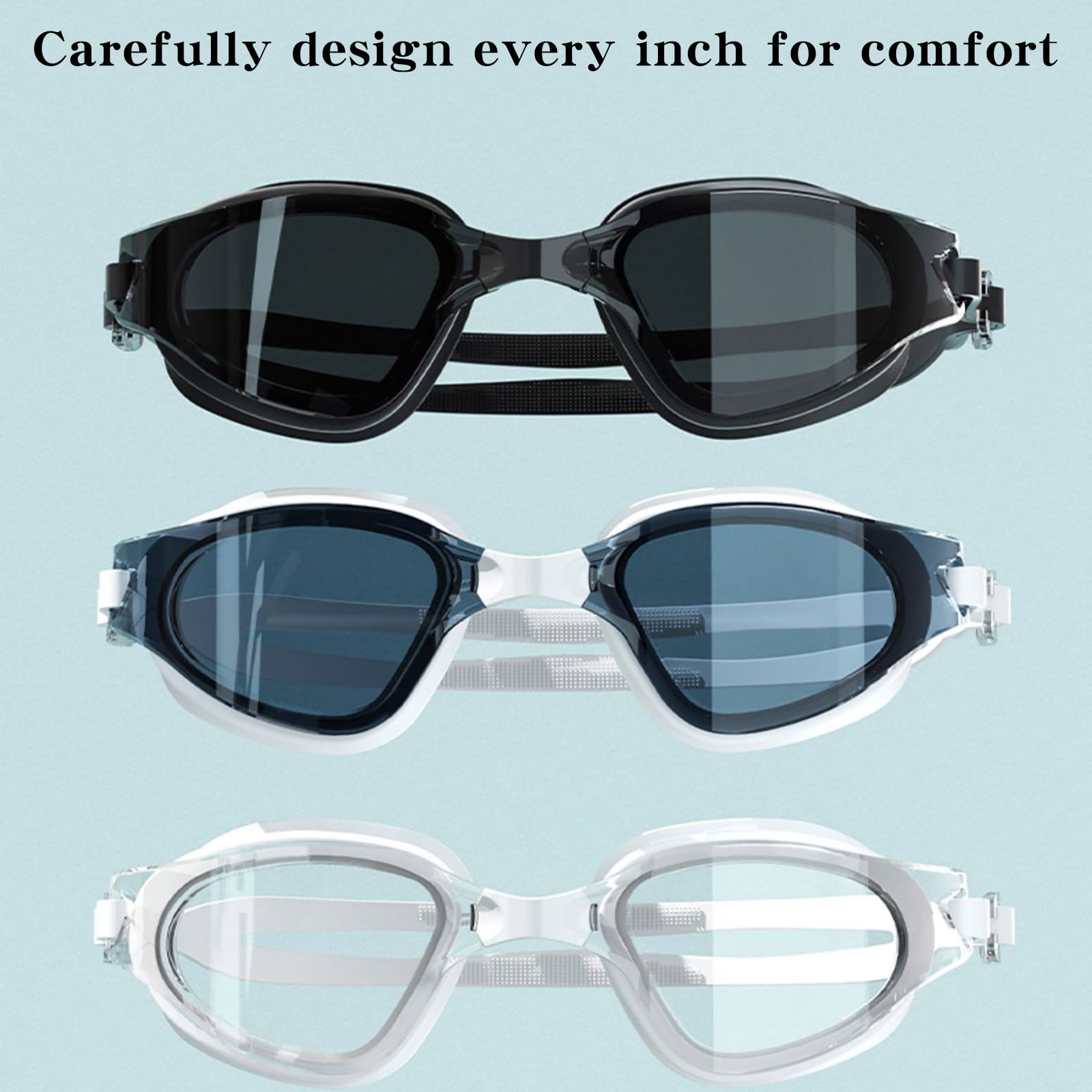 Large Frame Swim Goggles for Adults - Electroplated Anti-Fog HD Myopia Swimming Goggles with Adjustable Nose Cover, Leak-Proof Seal for Men & Women, Pool & Open Water by PALIFEUR 15_Anti-Glare Swimming Goggles Adult_BU - Image 8