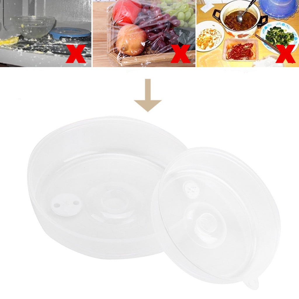 Danhjin 2PCS Microwave Splatter Cover for Food,Clear Like Glass Microwave Splash Guard Cooker lid,Dish bowl Plate Serving Cover with Steam Vent,BPA-Free,Saft - Image 5