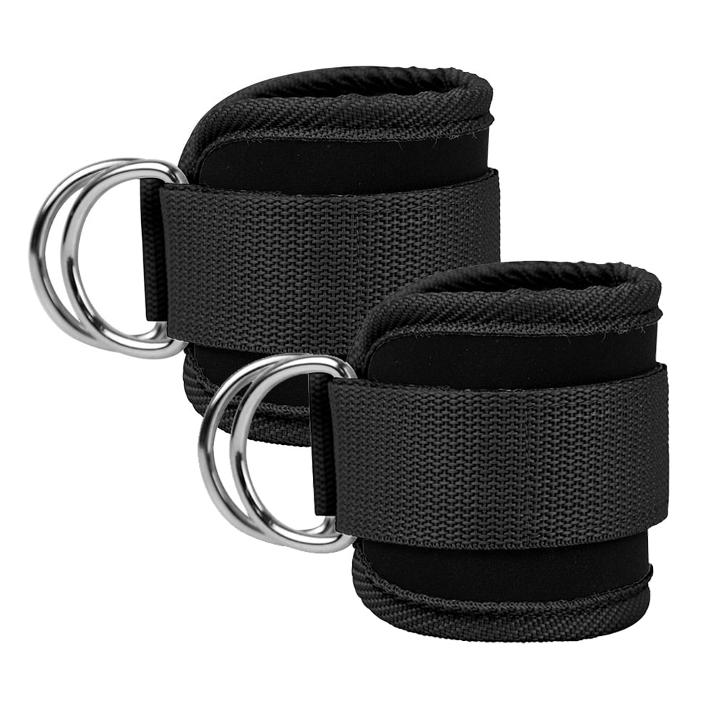 Billbianc Adjustable Polyester Ankle Straps for Cable Machine Kickbacks (2 Pack) Black - Image 1