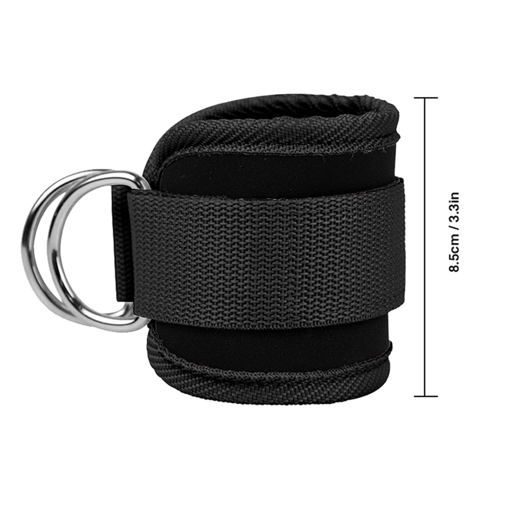 Billbianc Adjustable Polyester Ankle Straps for Cable Machine Kickbacks (2 Pack) Black - Image 2