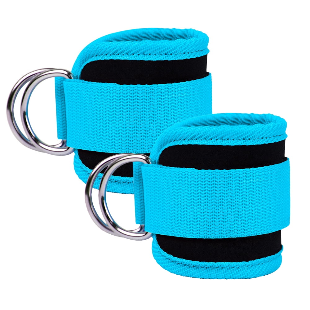 Billbianc Adjustable Polyester Ankle Straps for Cable Machine Kickbacks (2 Pack) Blue - Image 1