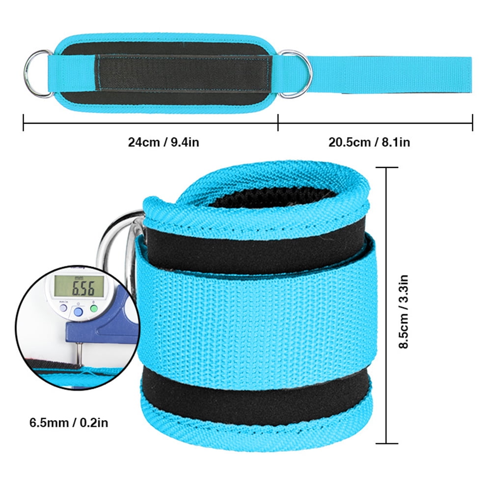 Billbianc Adjustable Polyester Ankle Straps for Cable Machine Kickbacks (2 Pack) Blue - Image 2