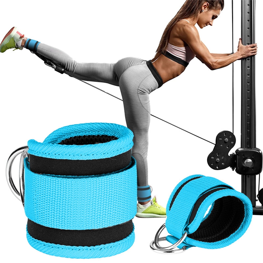 Billbianc Adjustable Polyester Ankle Straps for Cable Machine Kickbacks (2 Pack) Blue - Image 3