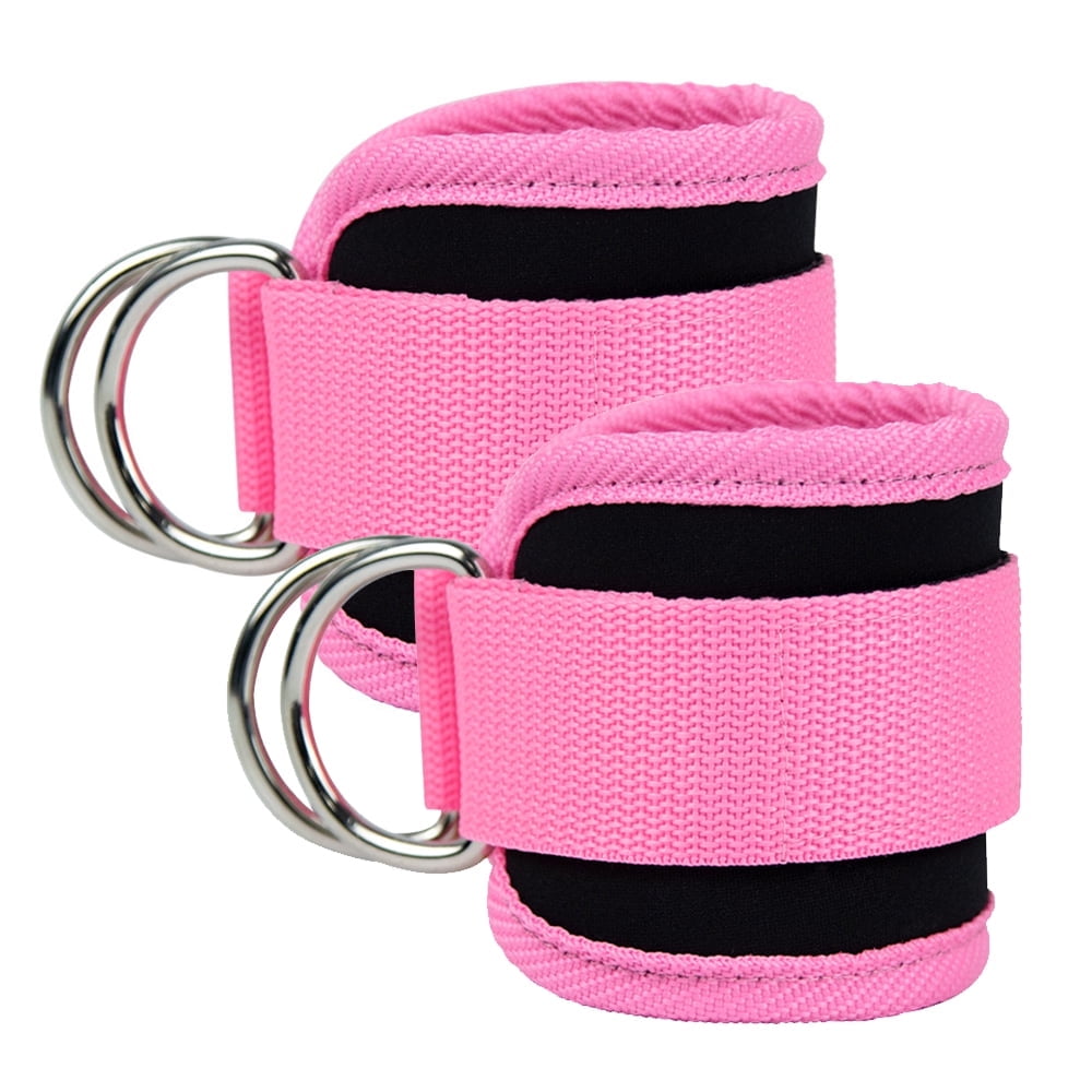 Billbianc Adjustable Polyester Ankle Straps for Cable Machine Kickbacks (2 Pack) Pink - Image 1