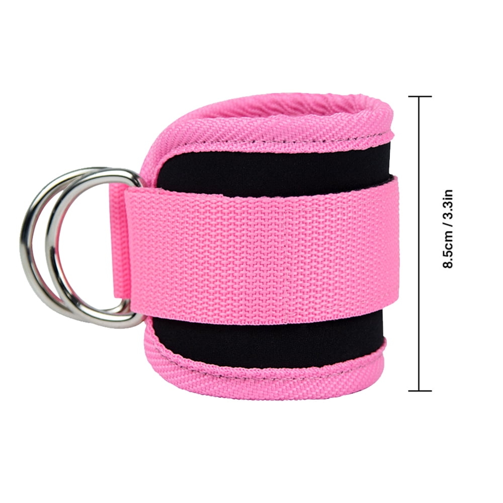 Billbianc Adjustable Polyester Ankle Straps for Cable Machine Kickbacks (2 Pack) Pink - Image 3