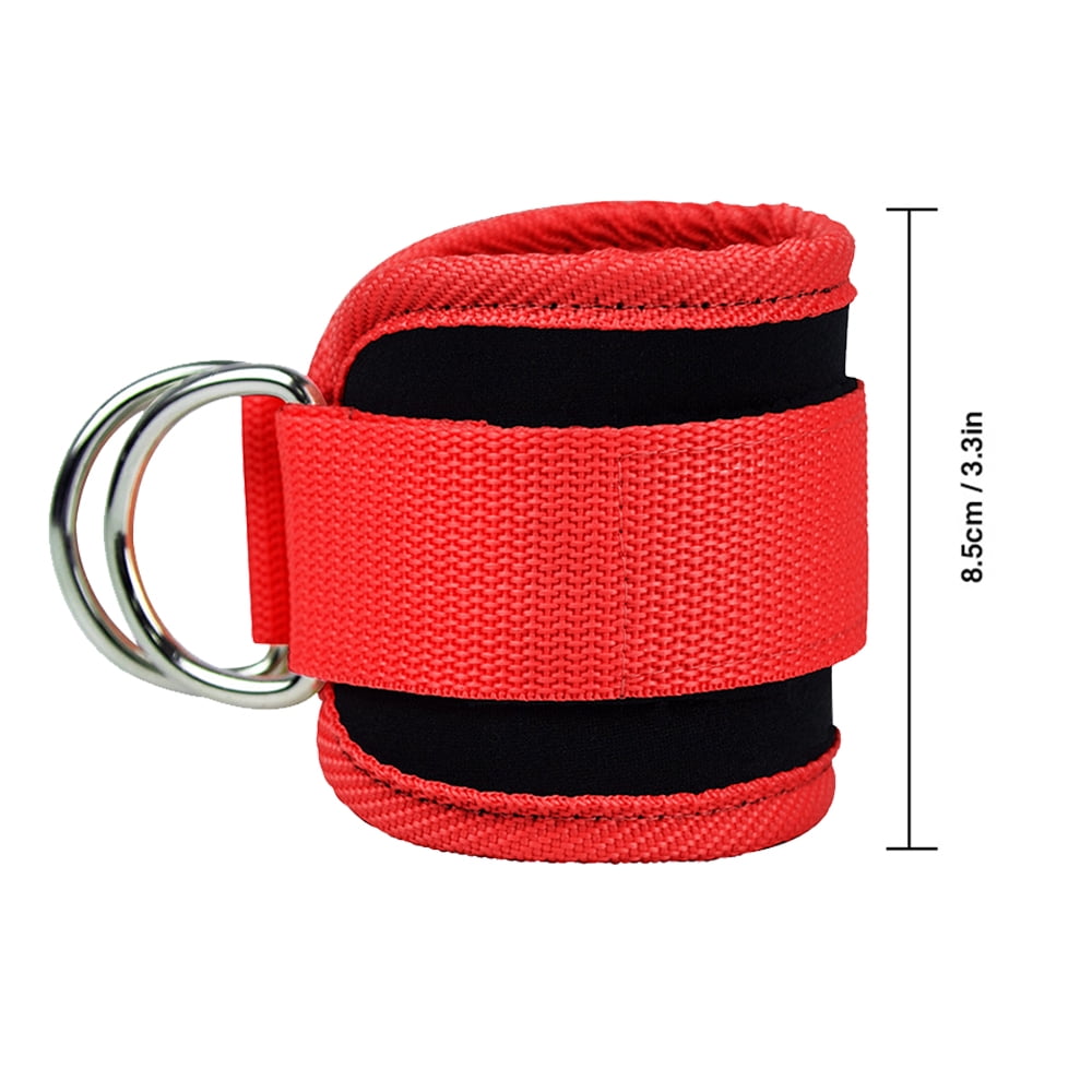 Billbianc Adjustable Polyester Ankle Straps for Cable Machine Kickbacks (2 Pack) Red - Image 2