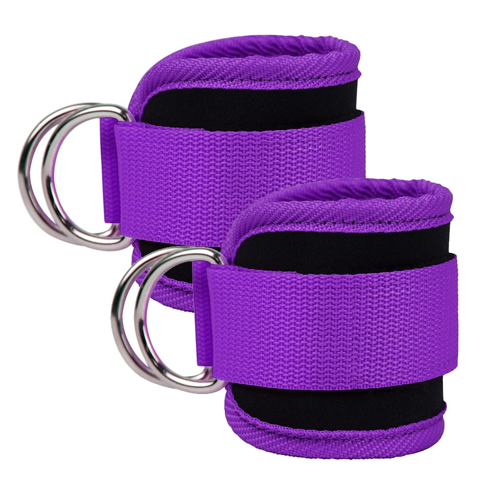 Billbianc Adjustable Polyester Ankle Straps for Cable Machine Kickbacks (2 Pack) purple - Image 1