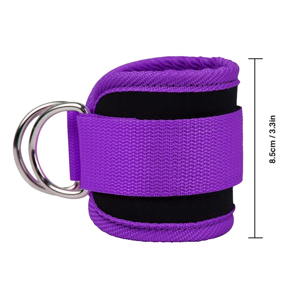 Billbianc Adjustable Polyester Ankle Straps for Cable Machine Kickbacks (2 Pack) purple - Image 2